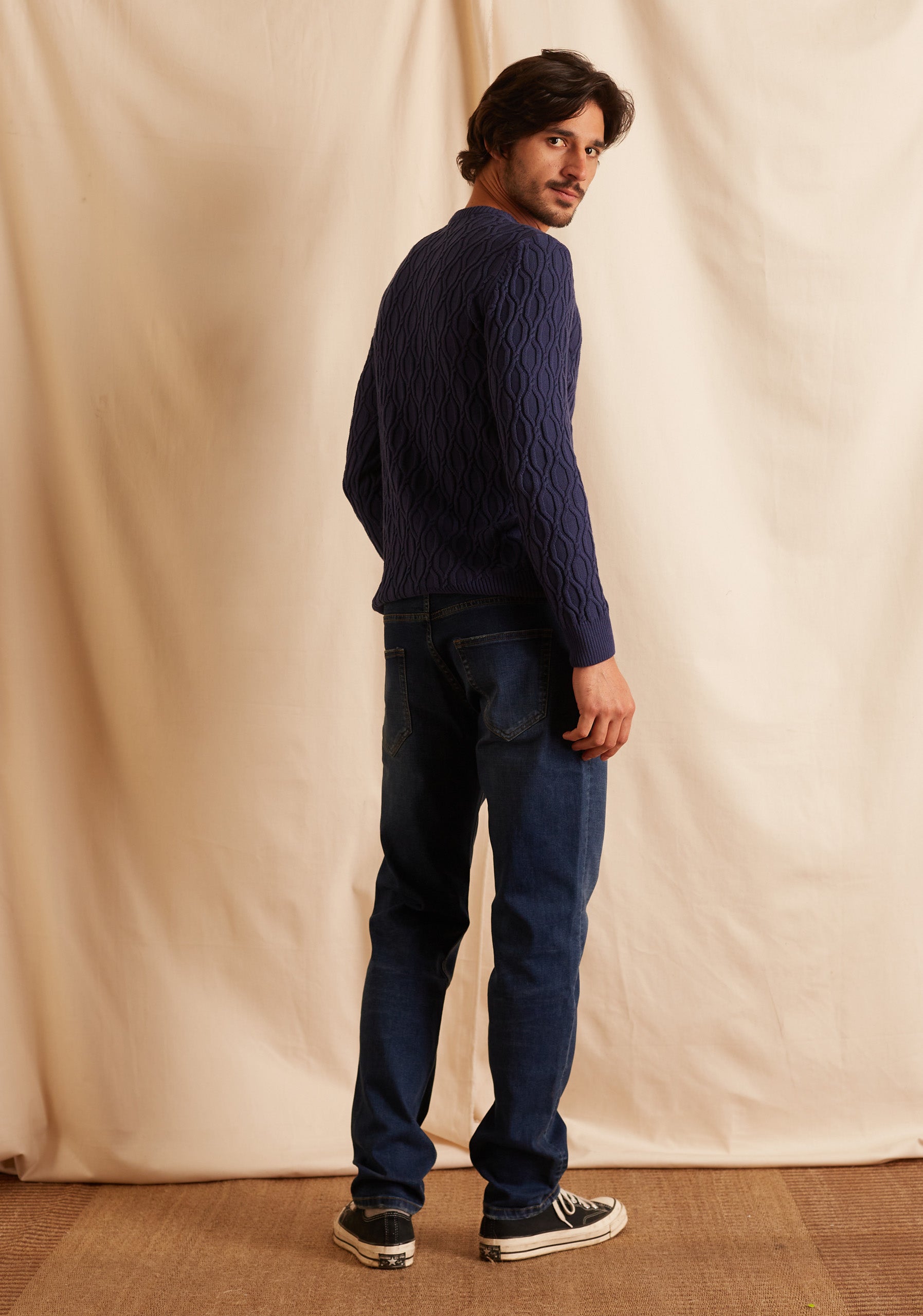 Navy Rhombus Sweater