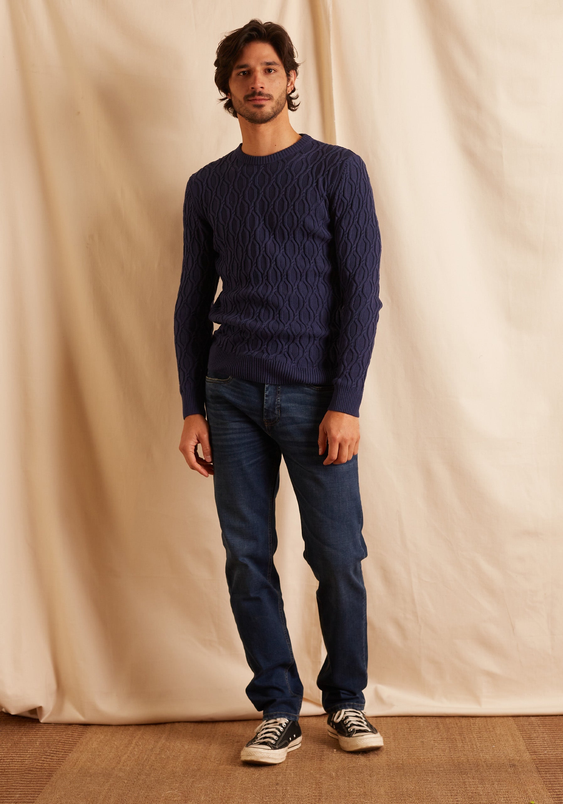 Navy Rhombus Sweater