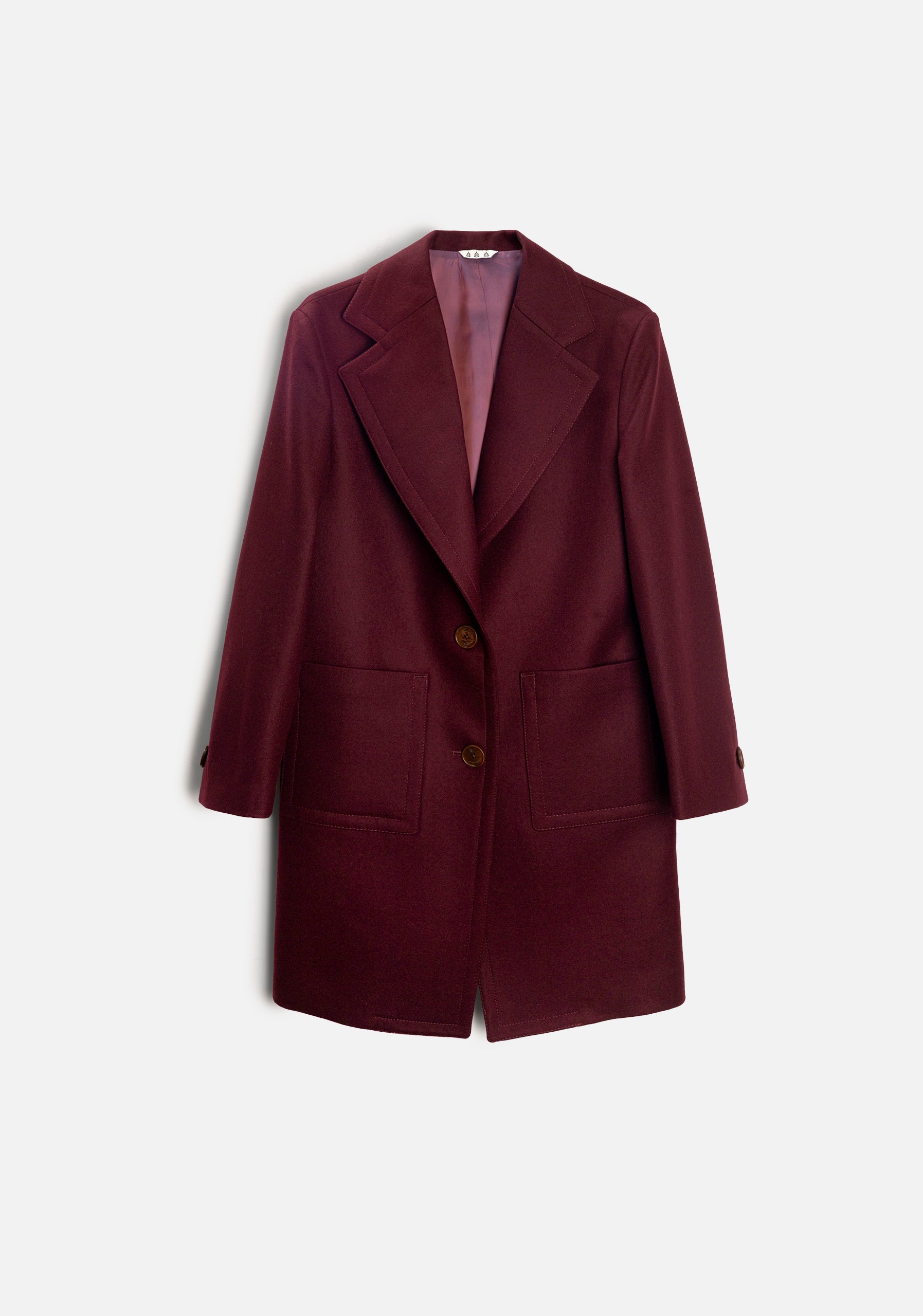 M Varenna Coat Plain Wine Red Wool