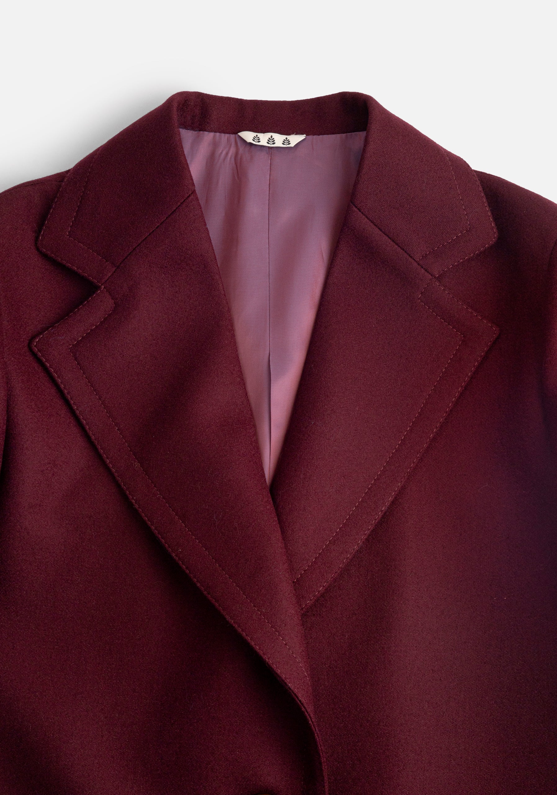 M Varenna Coat Plain Wine Red Wool