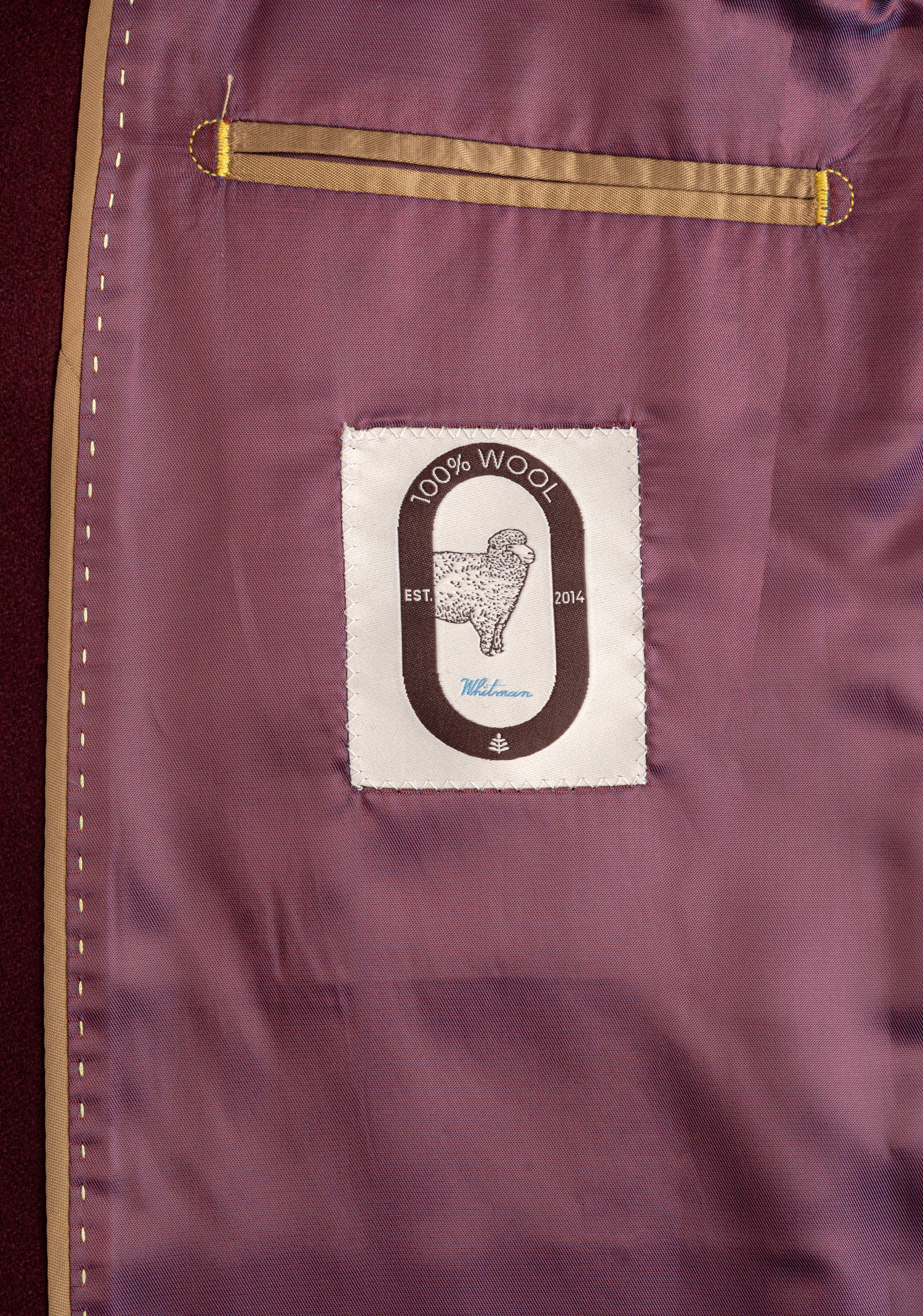 M Varenna Coat Plain Wine Red Wool