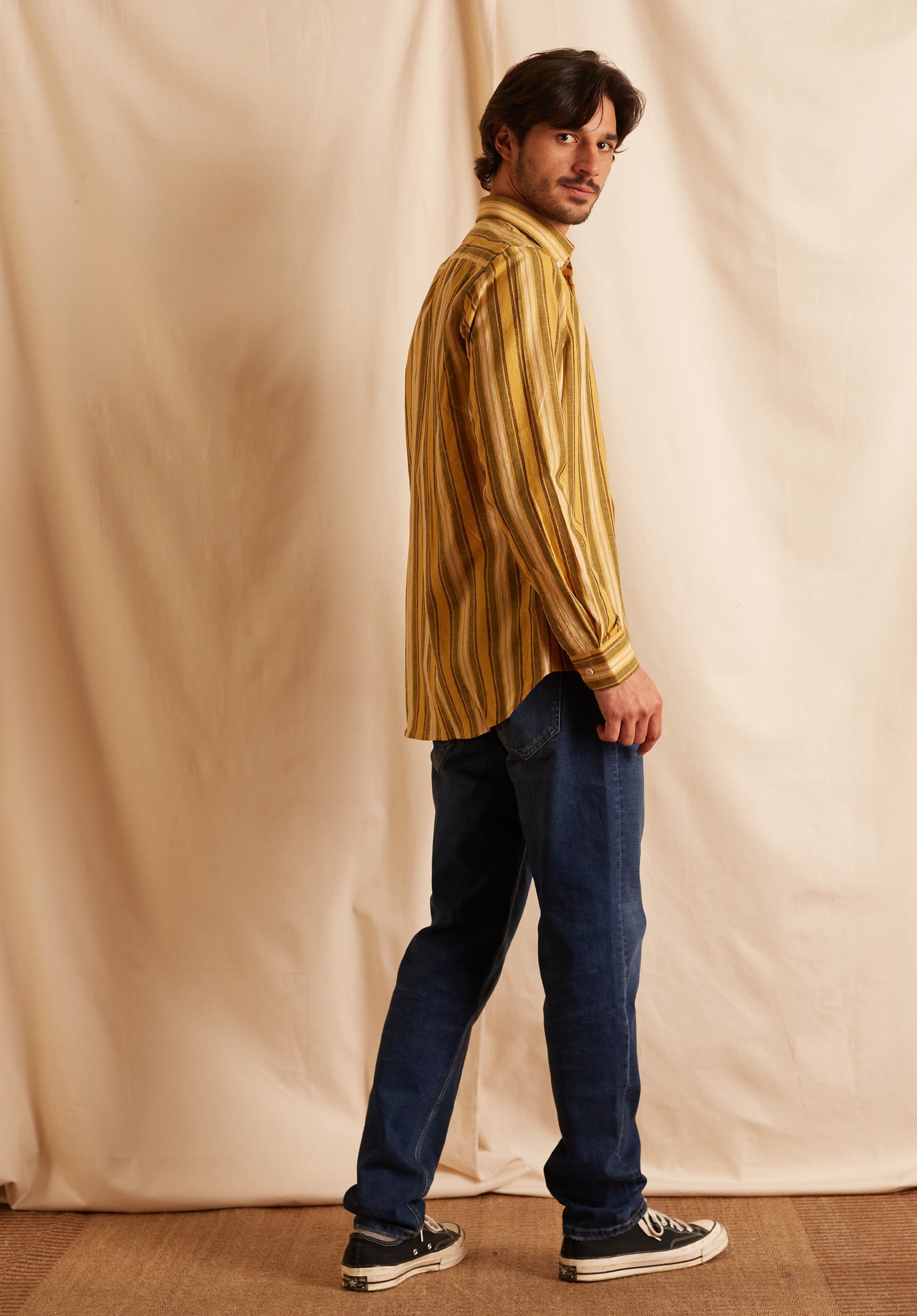 Linen Shirt Lines Yellow BCI