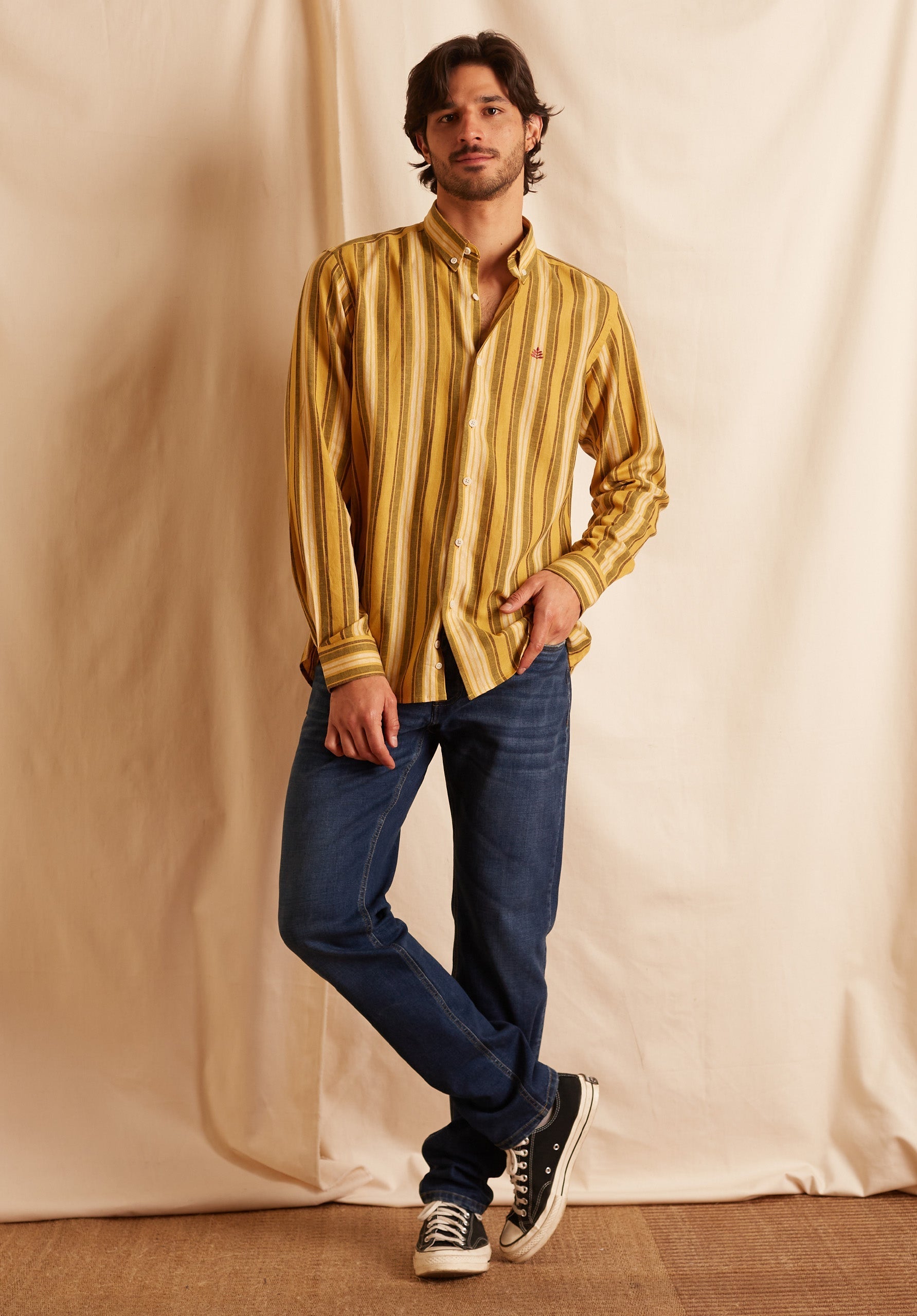 Linen Shirt Lines Yellow BCI