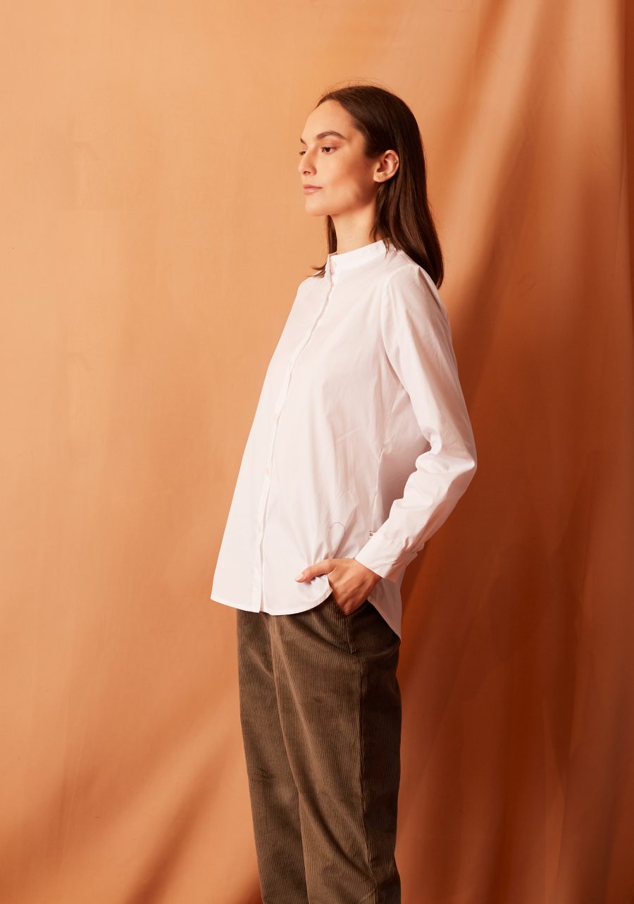 White Band Collar Blouse