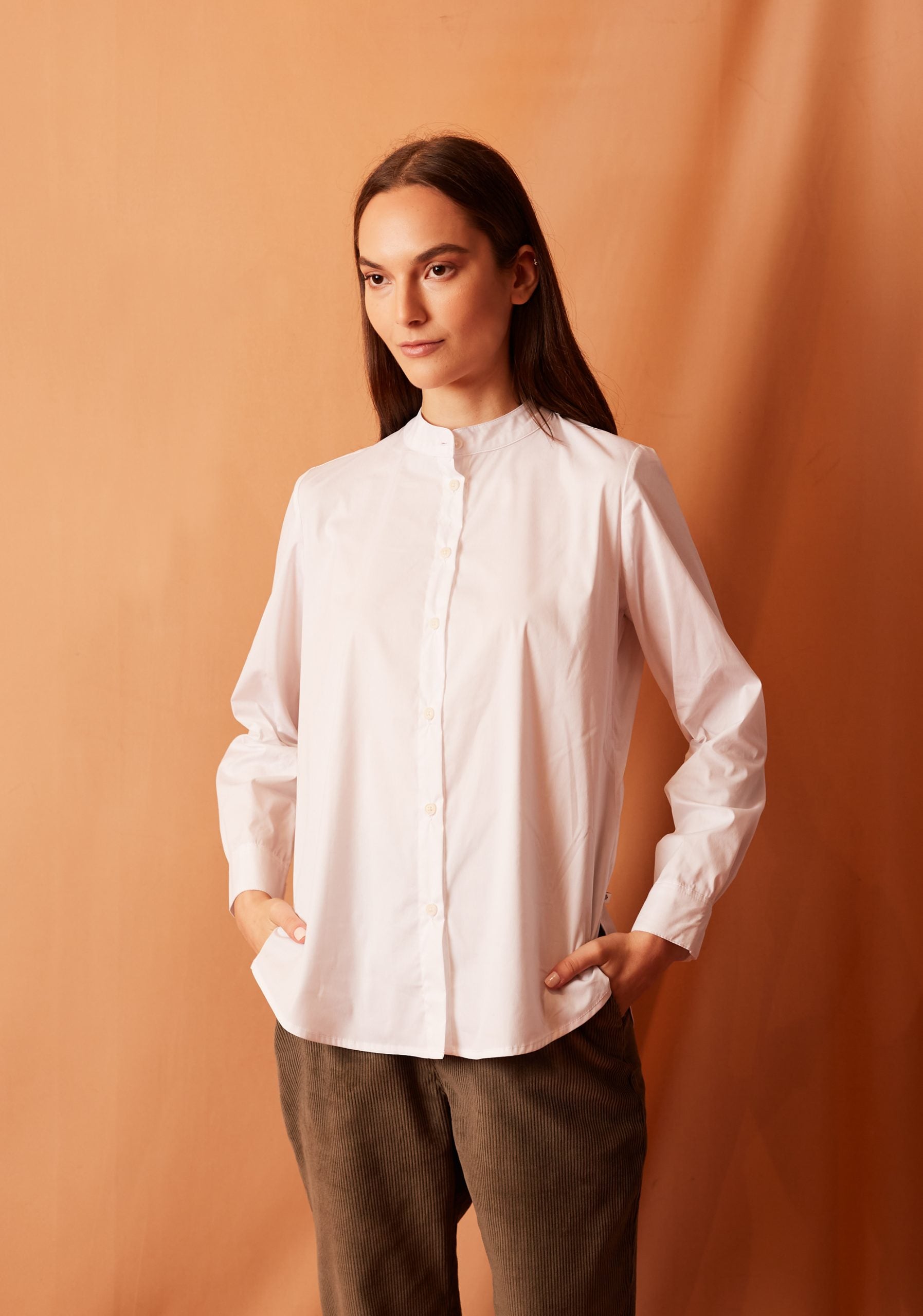 White Band Collar Blouse