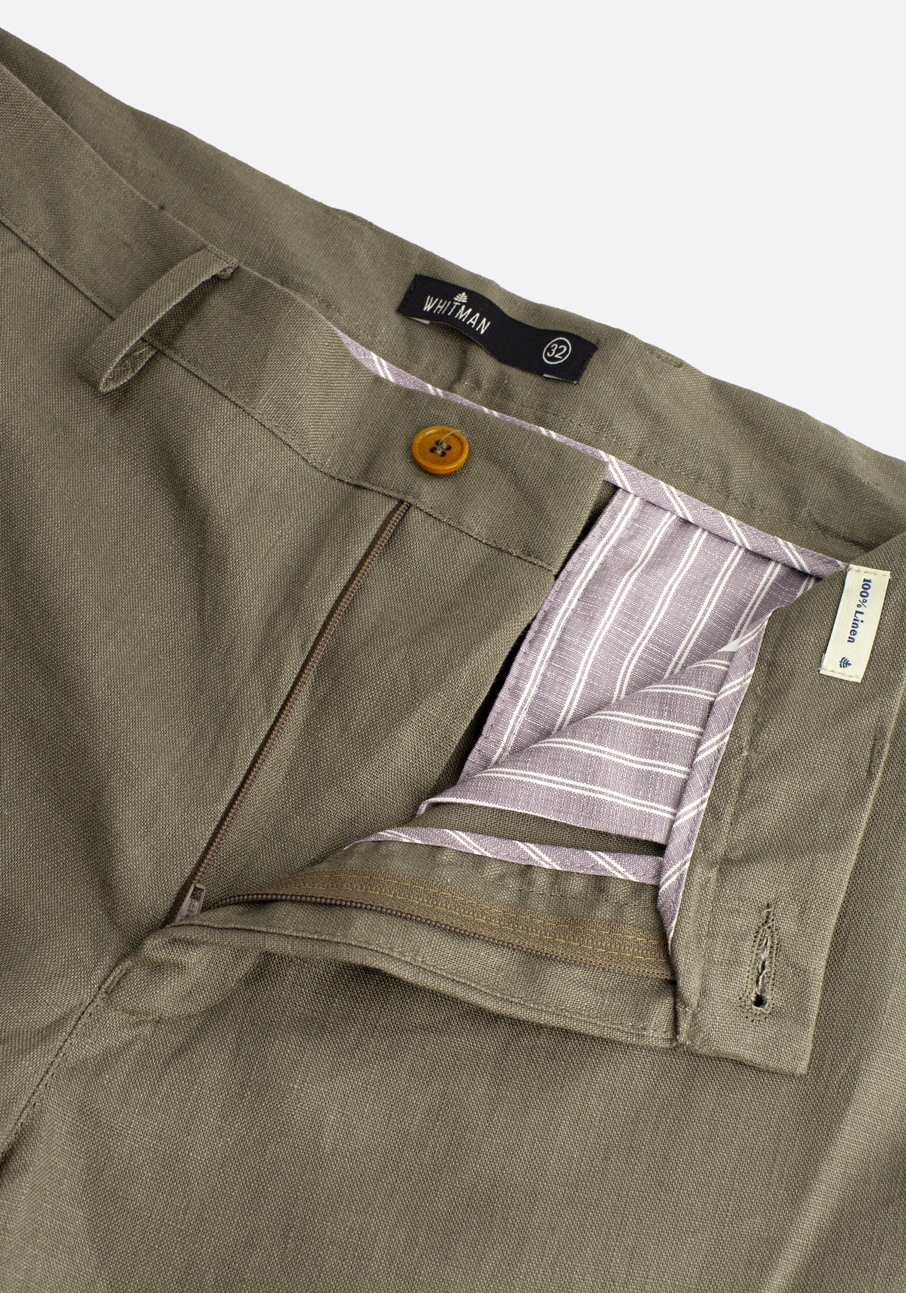 Manabi Linen Bermuda Olive Green