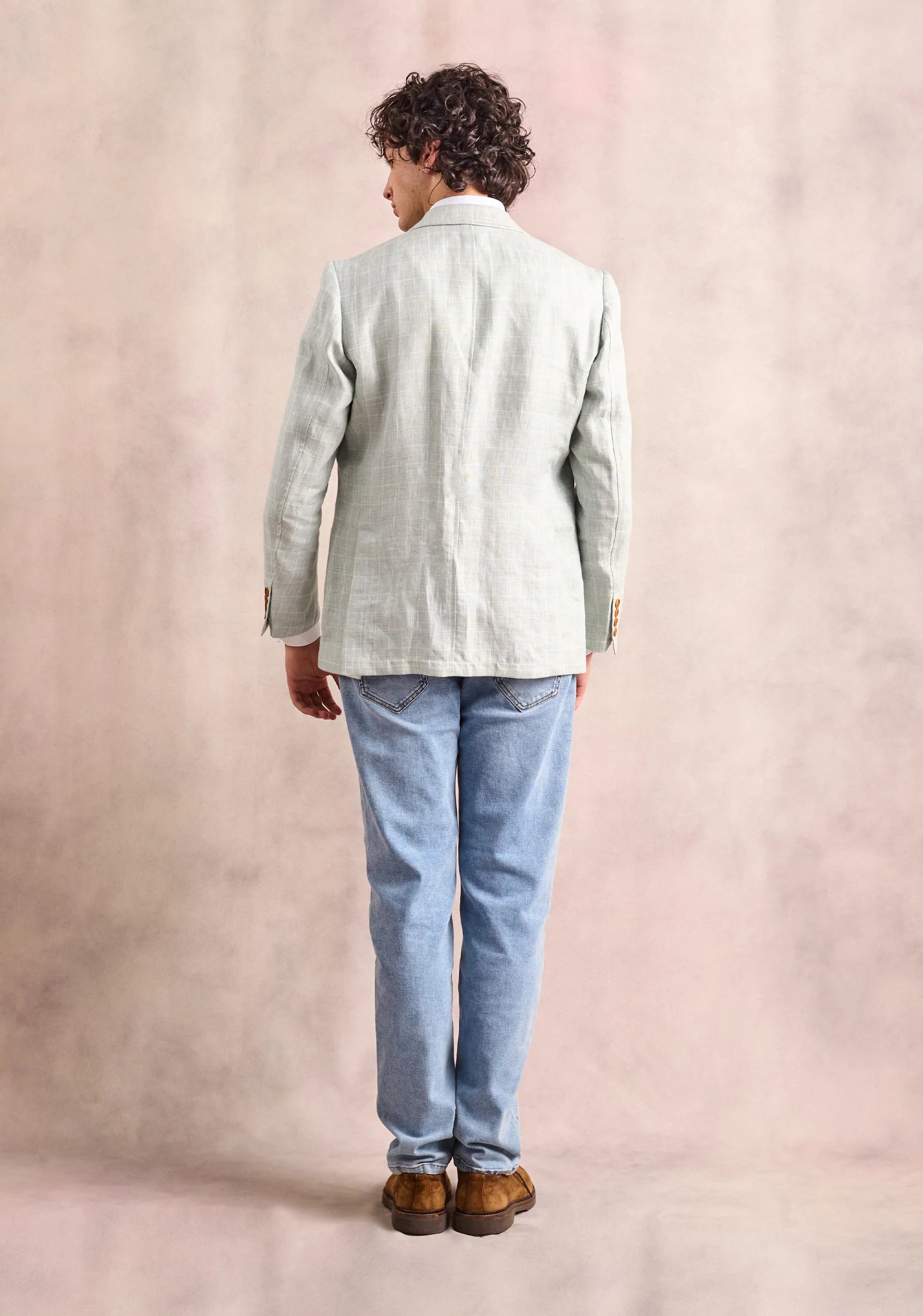 Jaipur Linen Mint Green Plaid Blazer