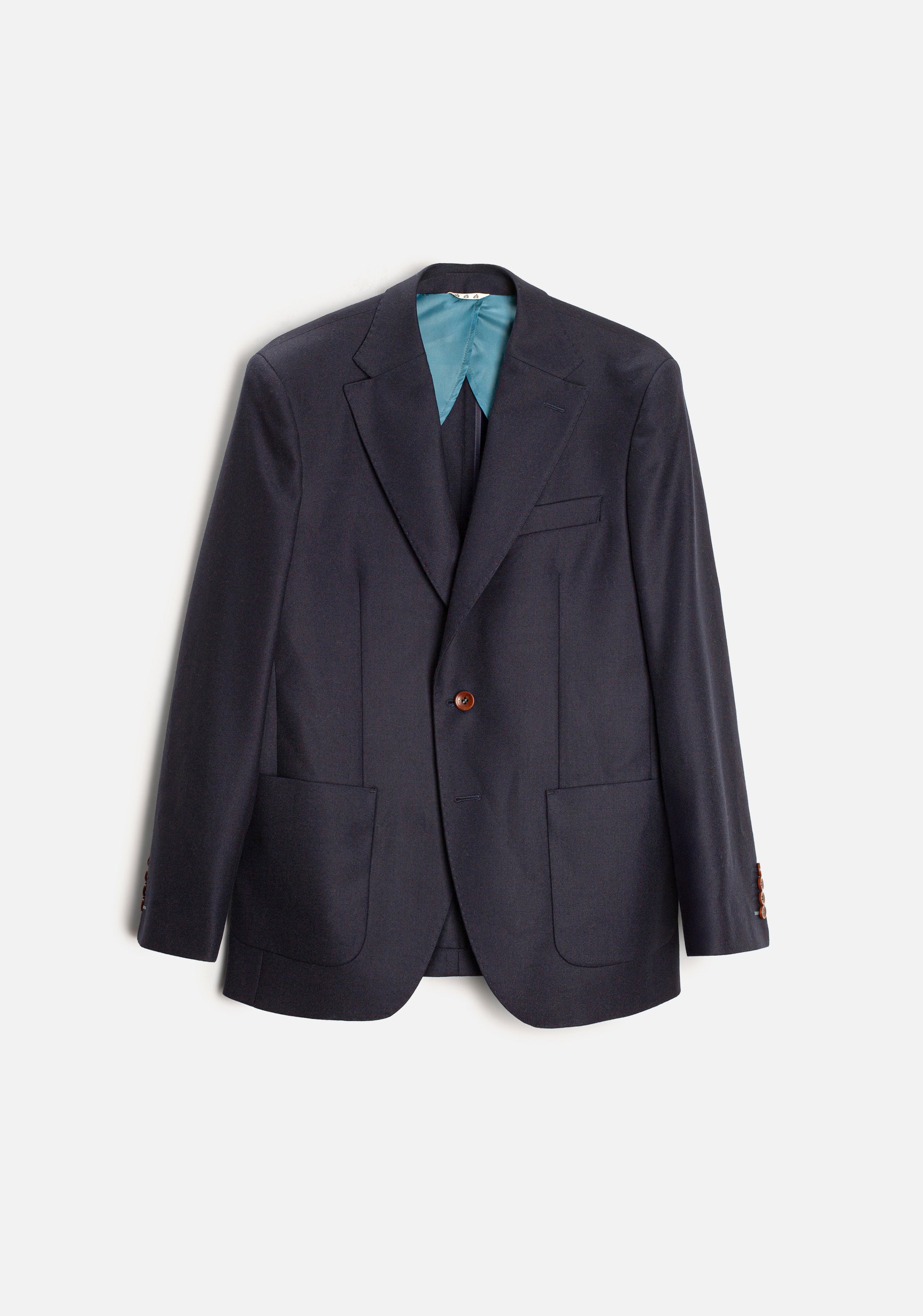 Poet Blazer with Patch in Solid Dark Blue