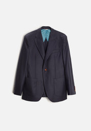 Poet Blazer with Patch in Solid Dark Blue