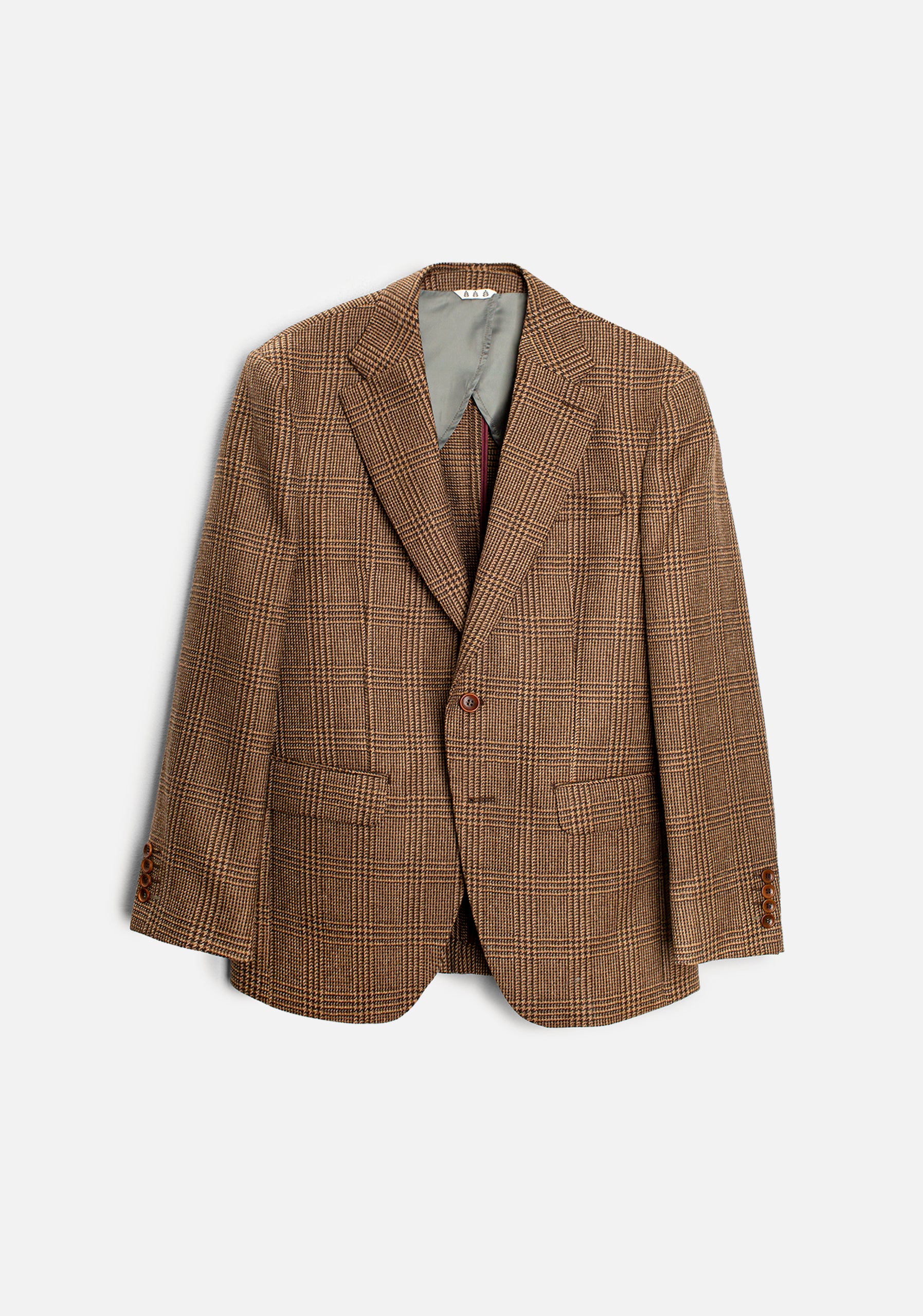 H Poet Beige Prince of Wales Wool Blazer