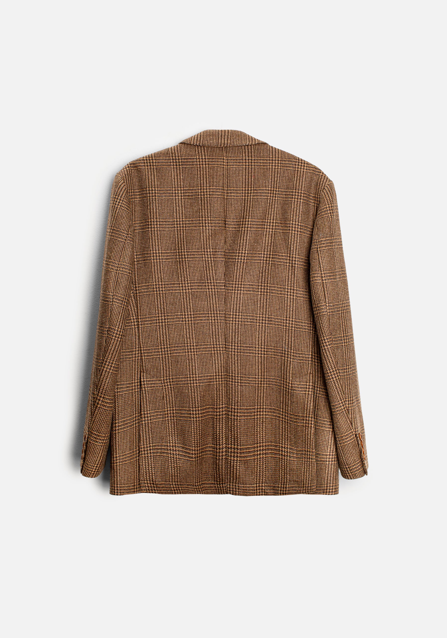 H Poet Beige Prince of Wales Wool Blazer