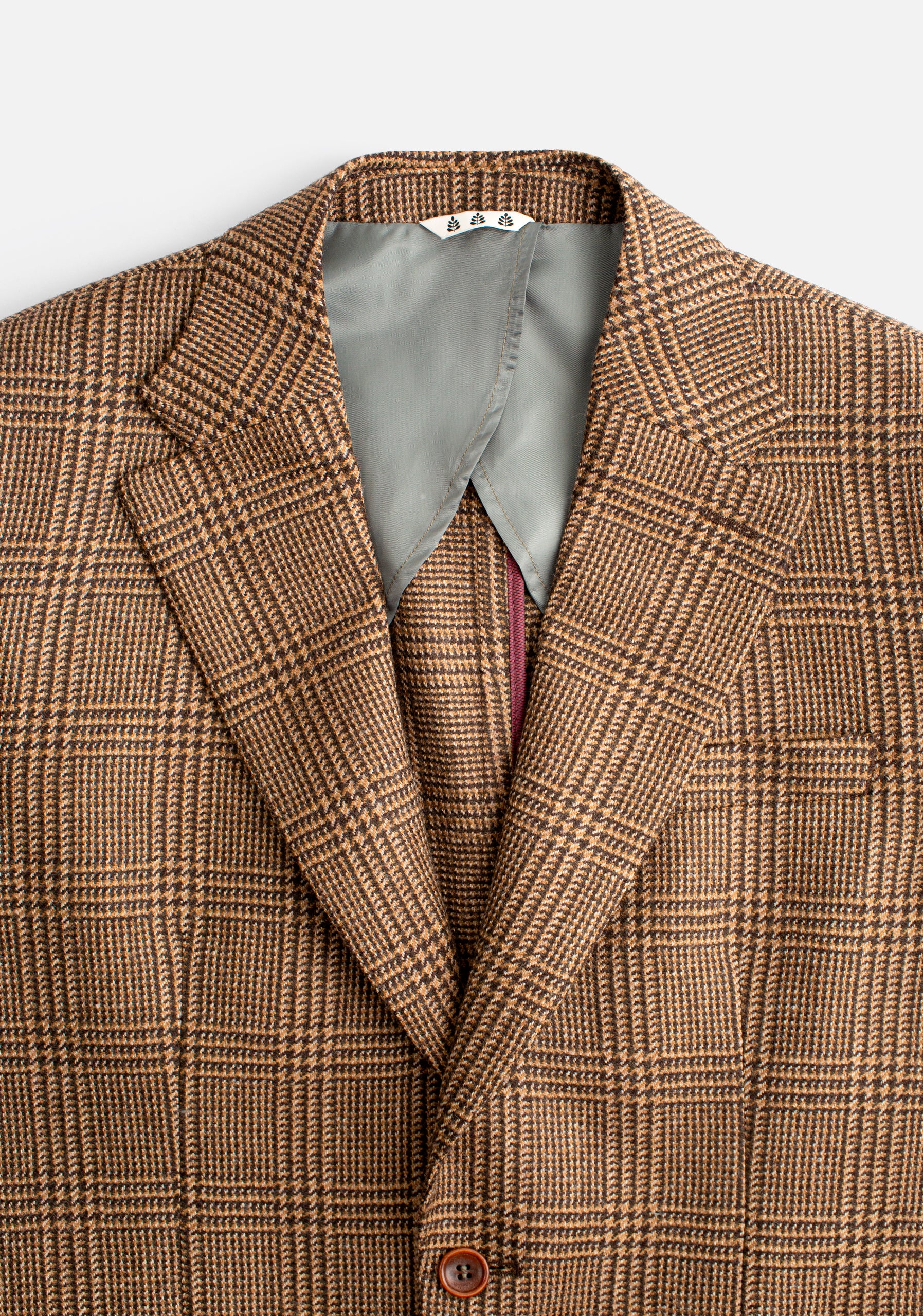 H Poet Beige Prince of Wales Wool Blazer
