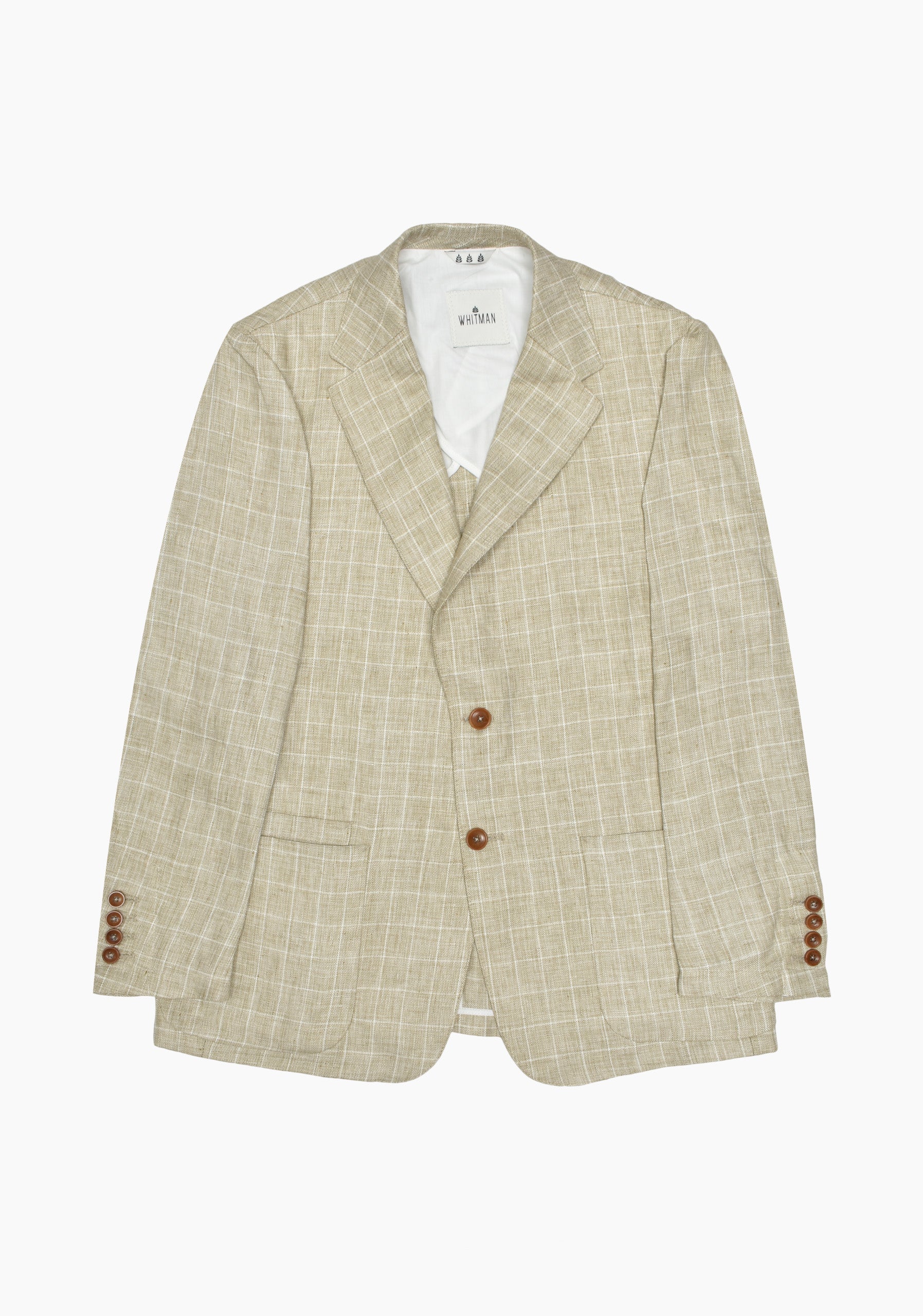 Oatmeal Checked Jaipur Linen Blazer