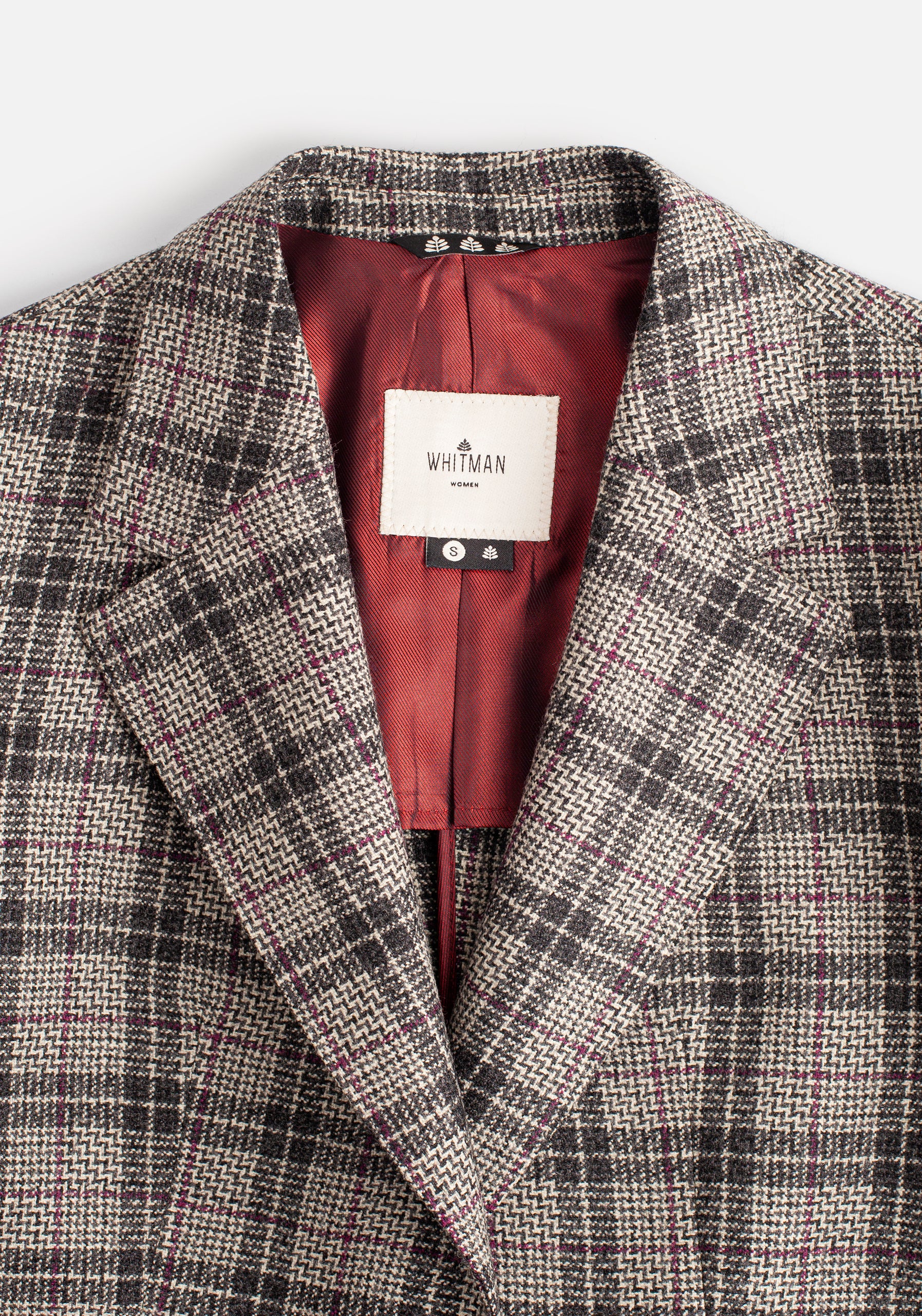 Agatha Wool Check Blazer Gray - Wine