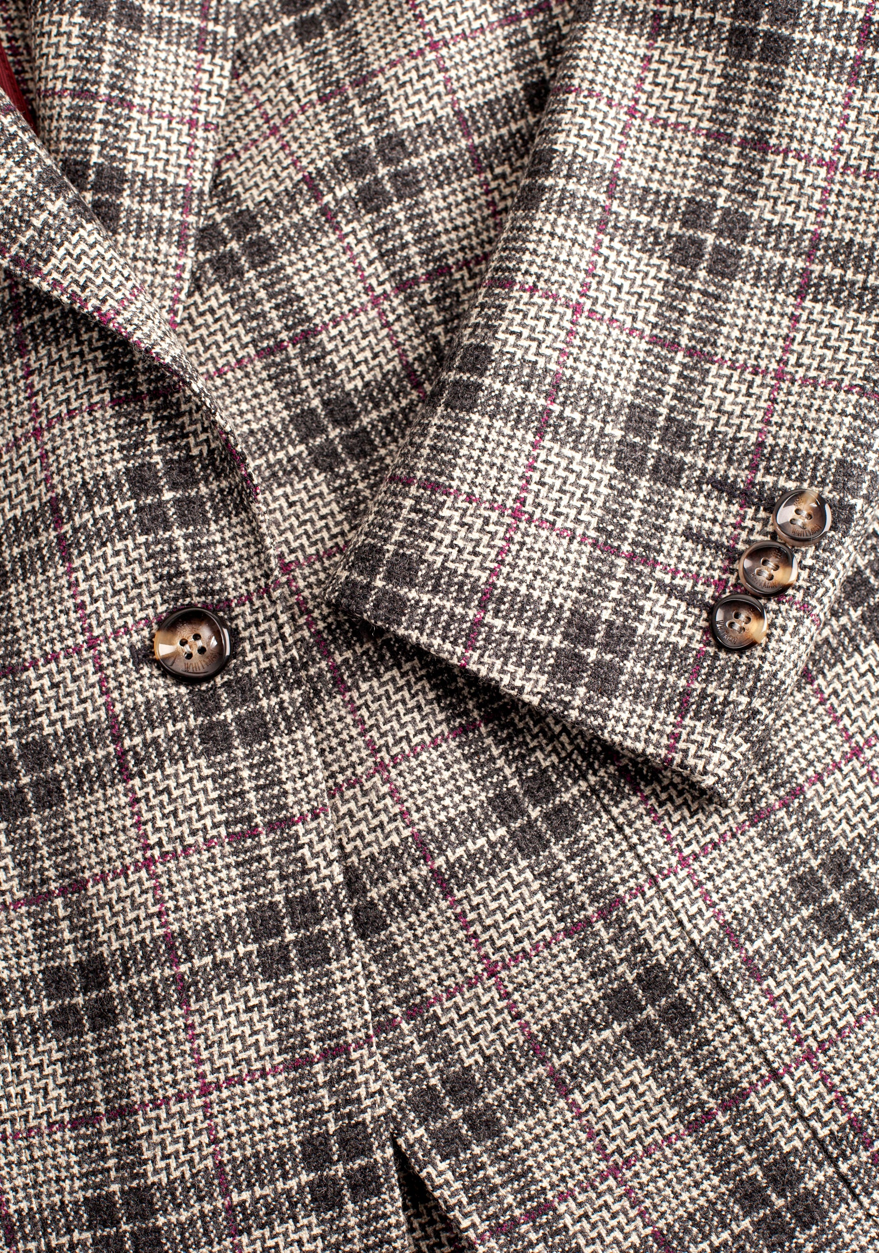 Agatha Wool Check Blazer Gray - Wine