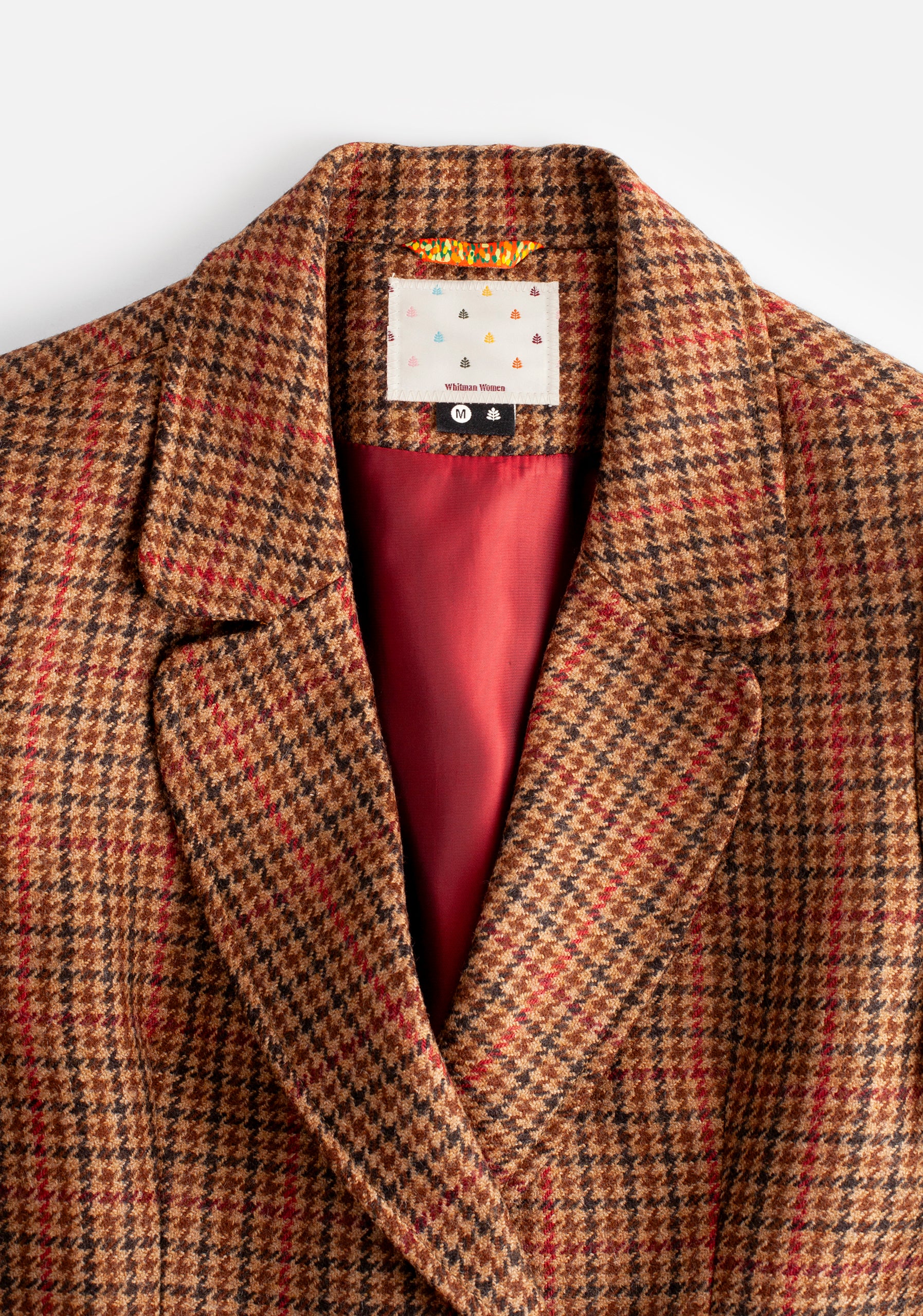 Madisson Wool Blazer with Terracotta Check Pattern