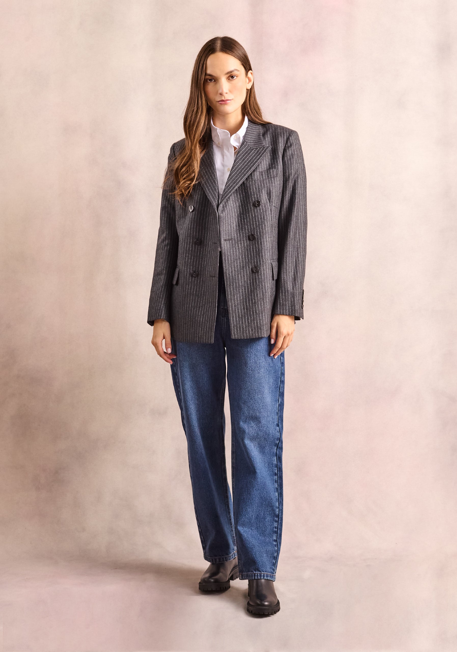 Women's Crossed Blazer Dark Grey Lines