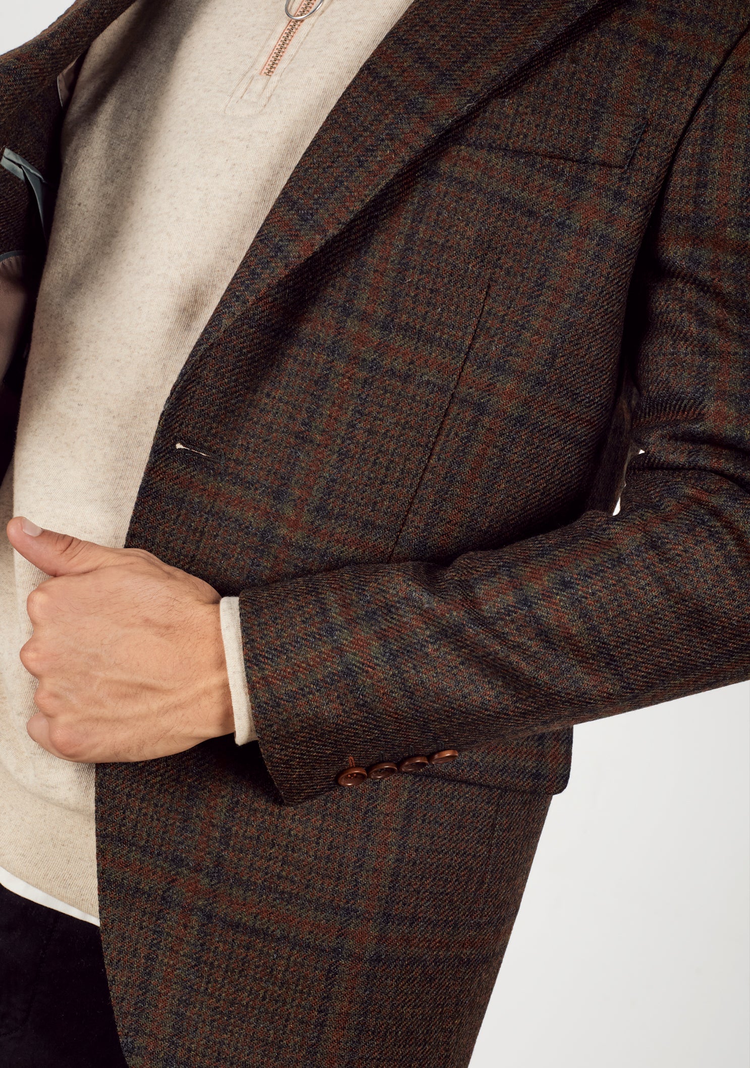 Poet Unstructured Ars Brown-Black – Green Plaid Blazer