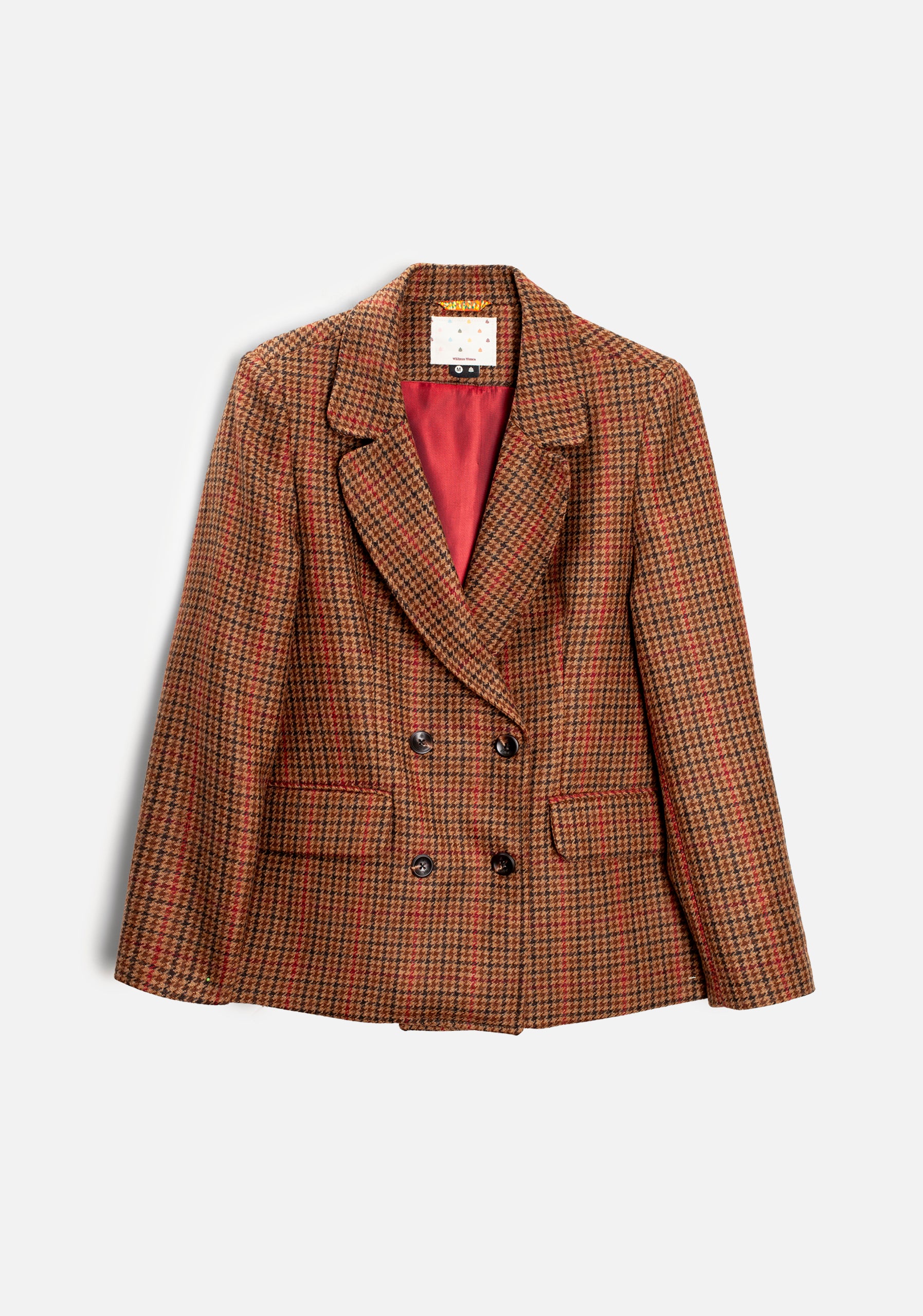 Madisson Wool Blazer with Terracotta Check Pattern