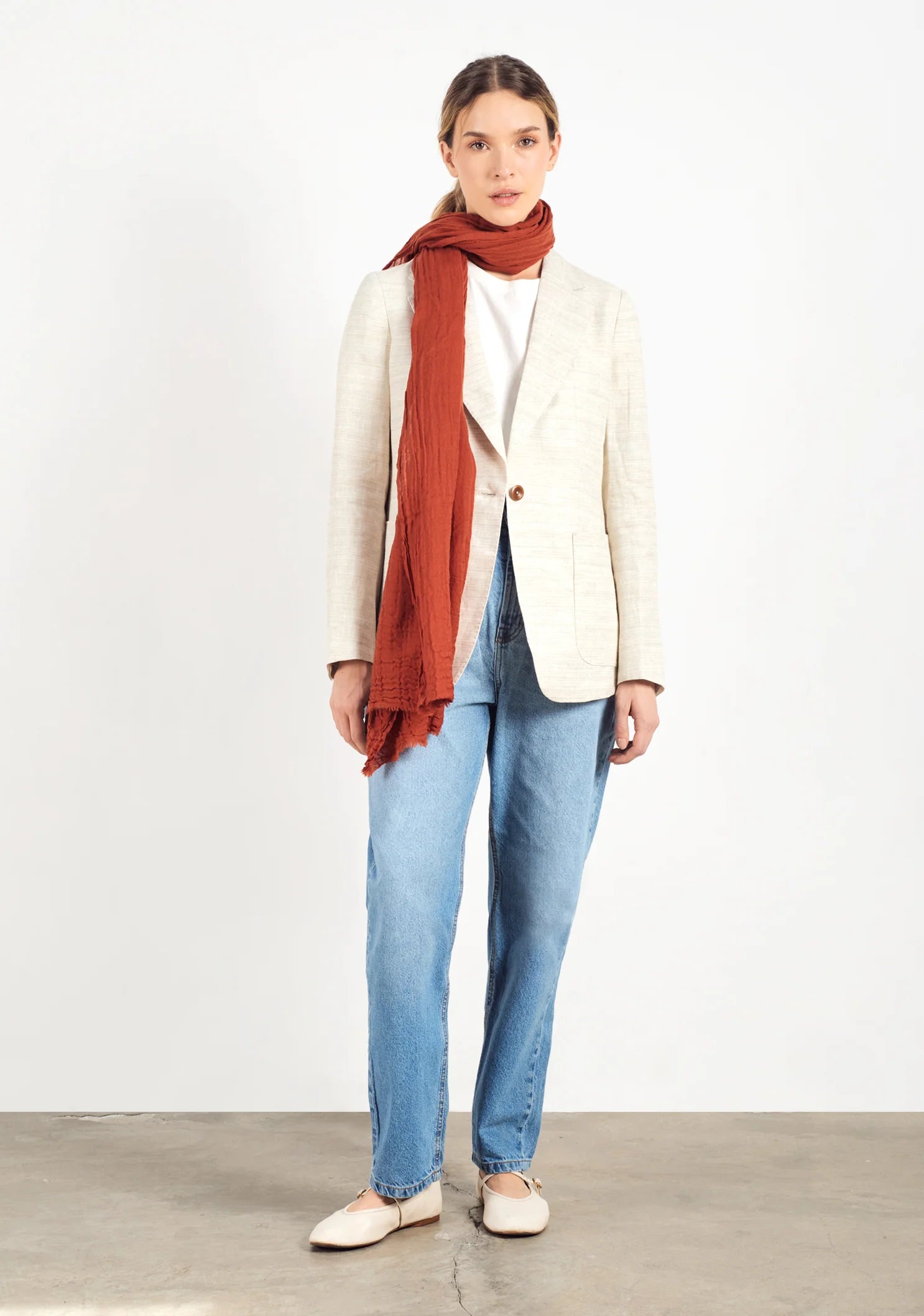Blazer Harriet Linen Ivory Stripes