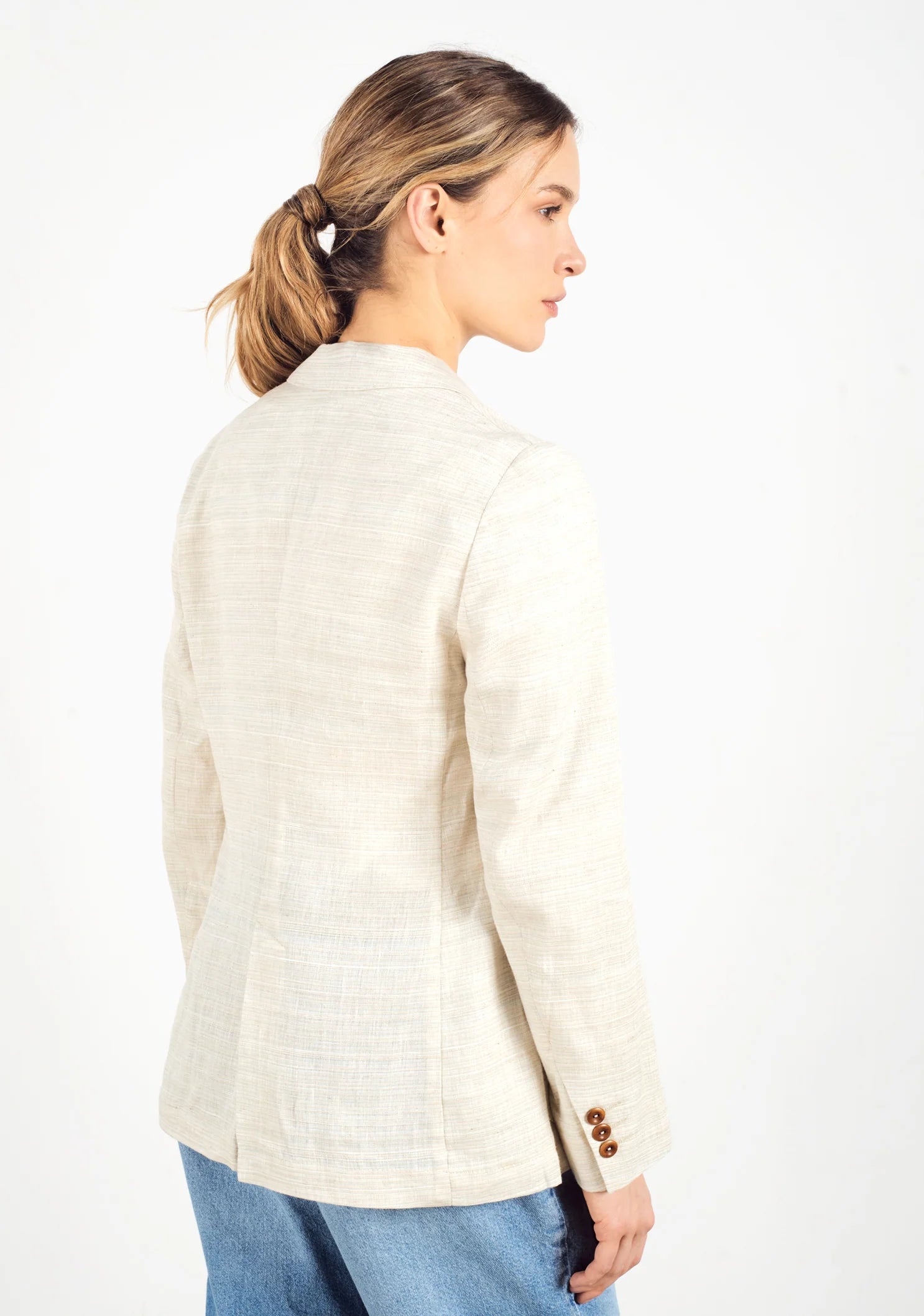 Blazer Harriet Linen Ivory Stripes
