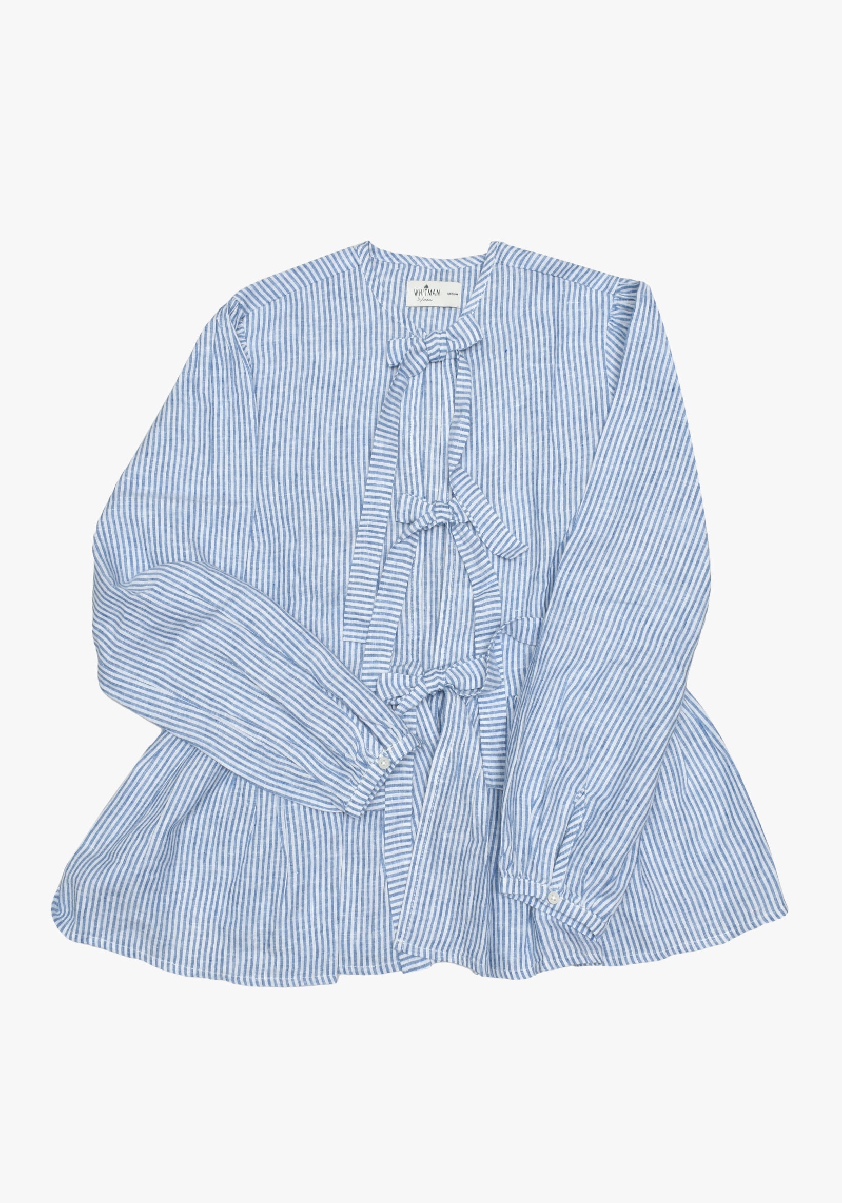 Gia Linen Thin Stripes Blue - White Blouse