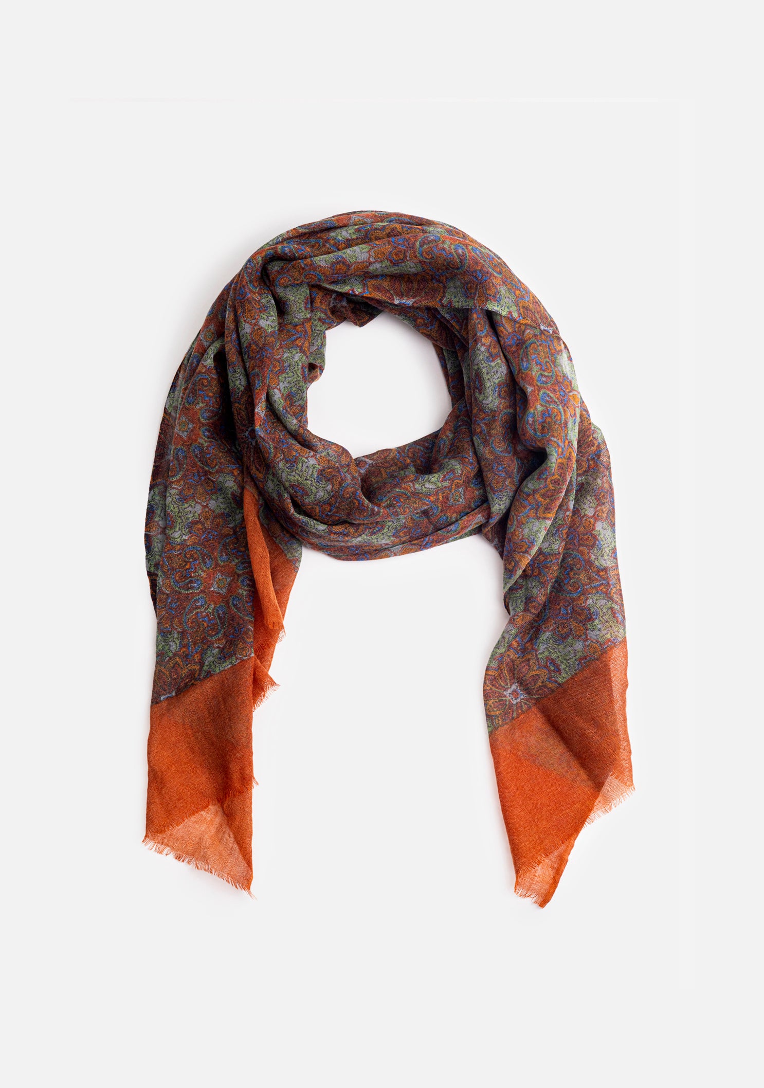Chennai Scarf Flowers Brown - Green
