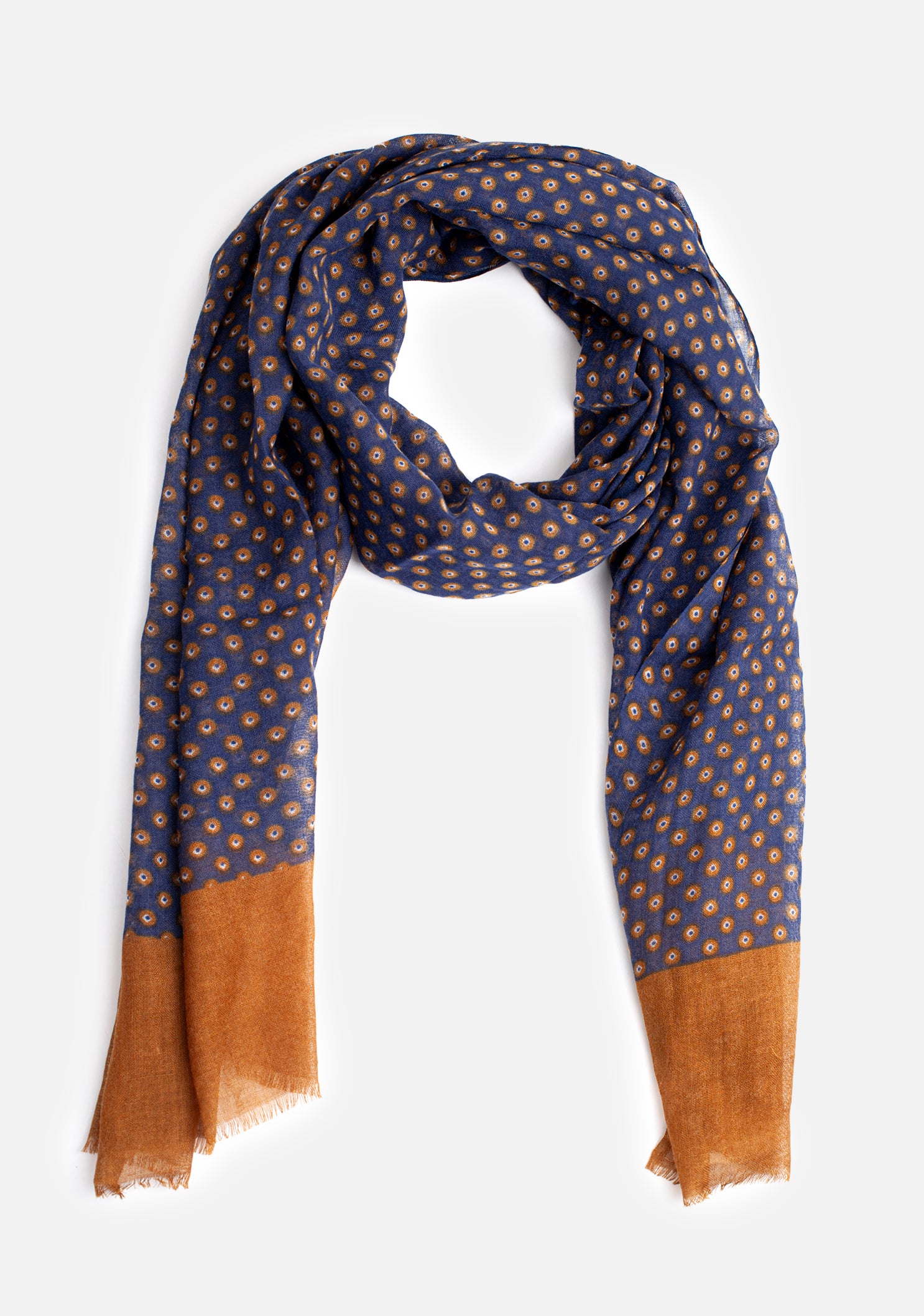 Chennai Scarf Mustard Dots - Blue