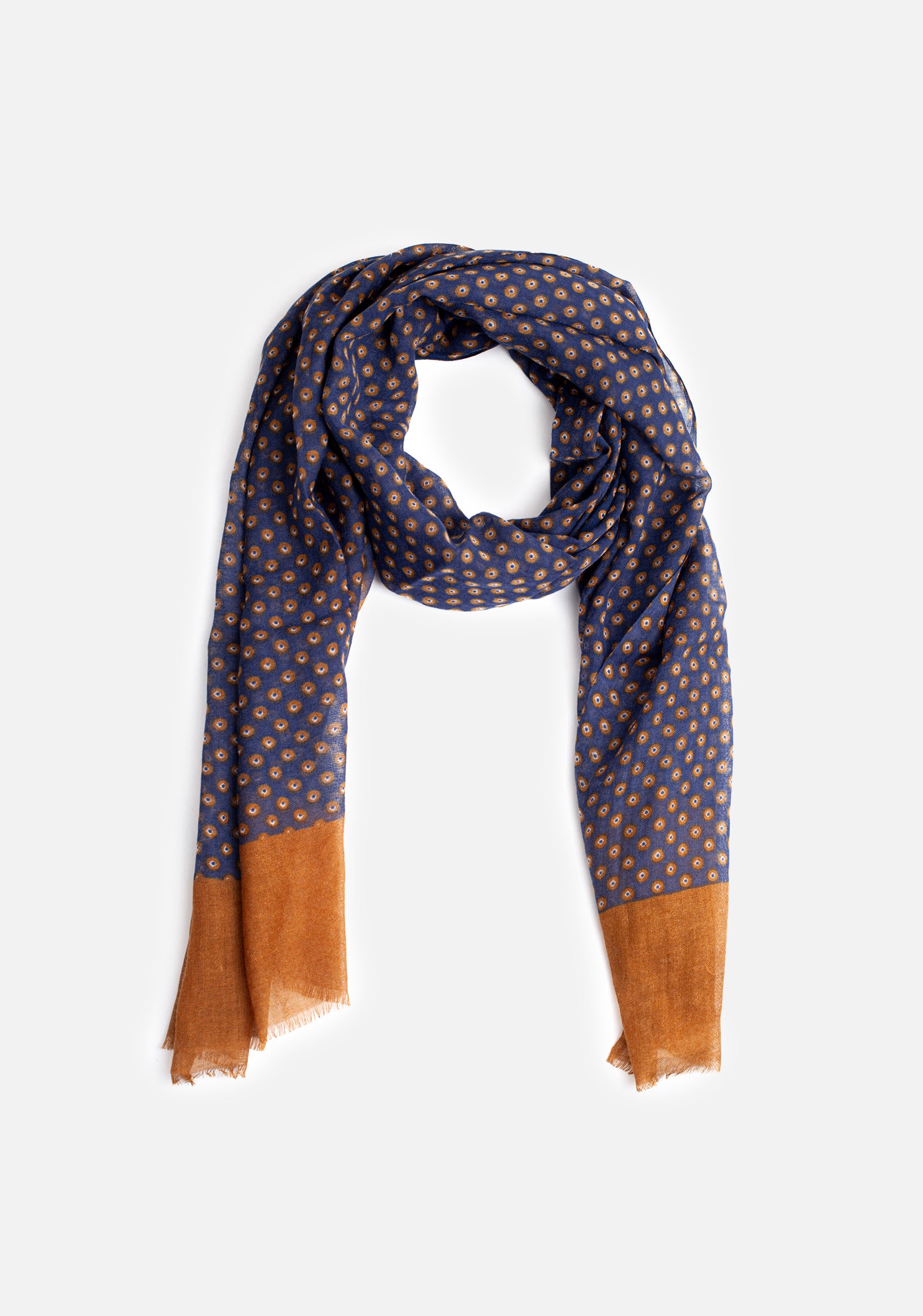 Chennai Scarf Mustard Dots - Blue