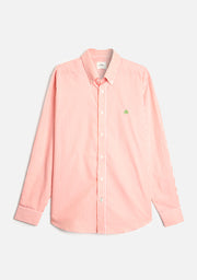 Orange - White Striped Shirt with Half Tights Button Down Collar L-Green