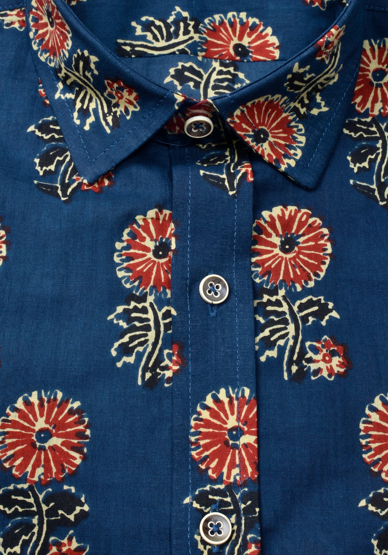 Bangalore Flowers Blue/Red Shirt