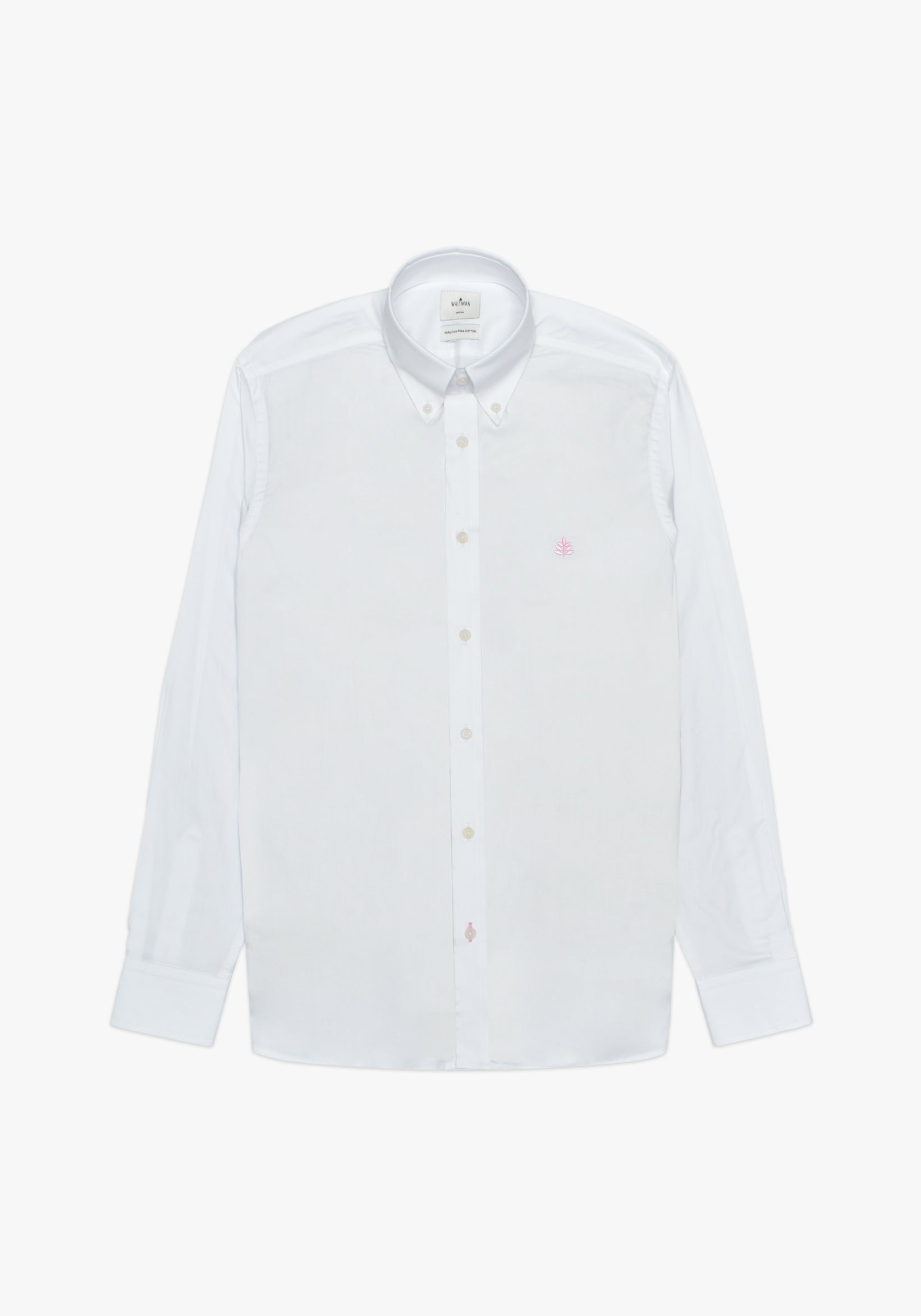 White Shirt with Button Down Collar L - Pink