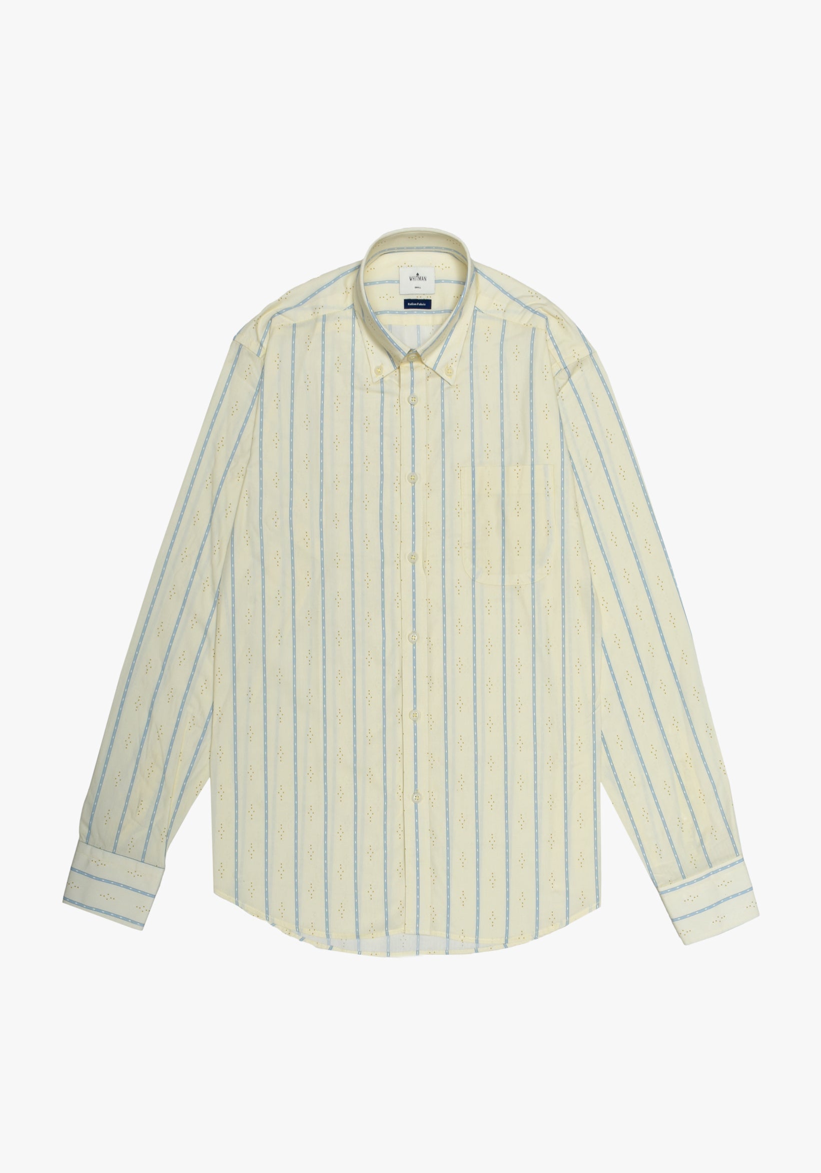 Button Down Collared Shirt Striped Yellow Background