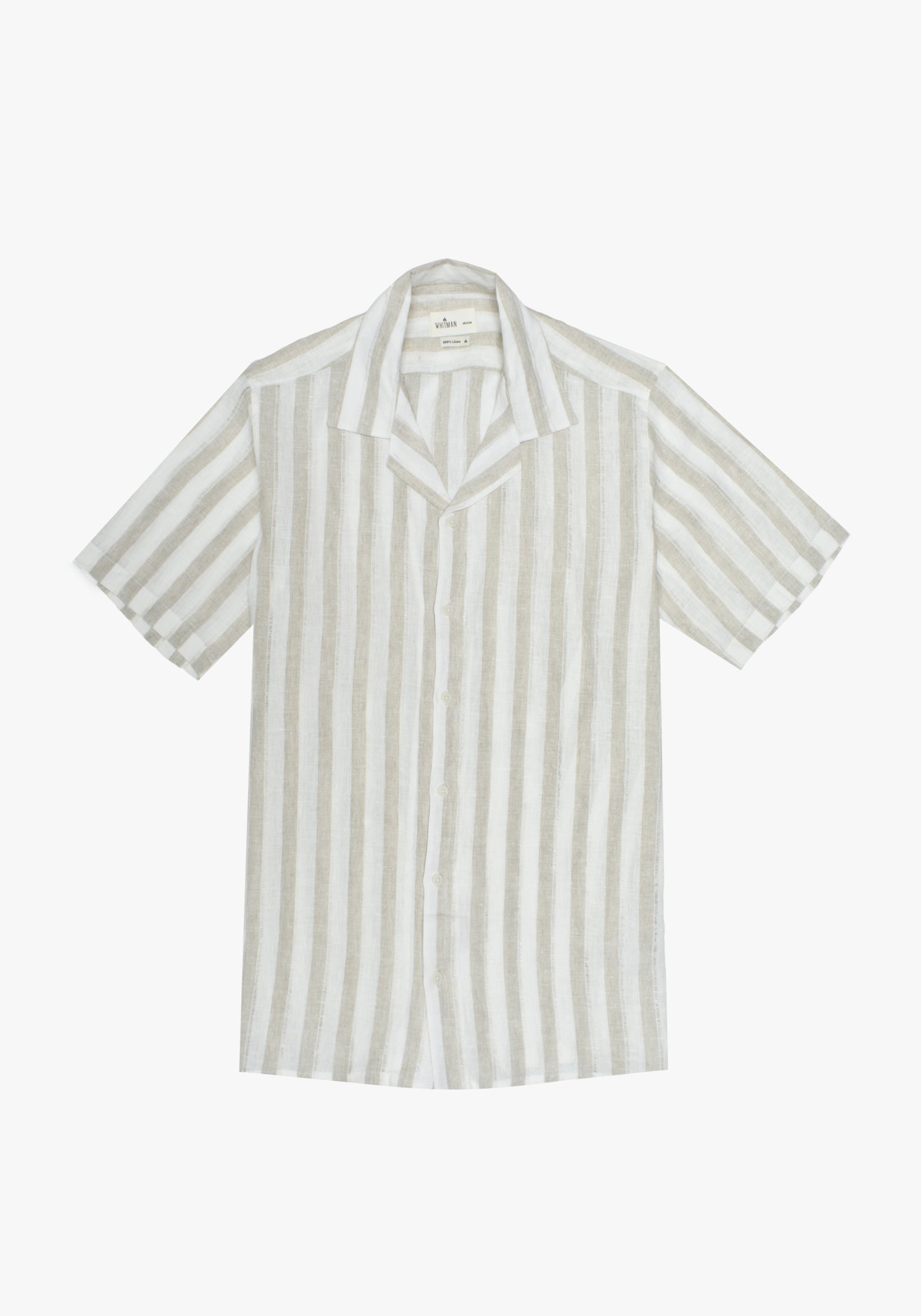 Havana Stripes Embroidered Linen Cuban Shirt - Beige