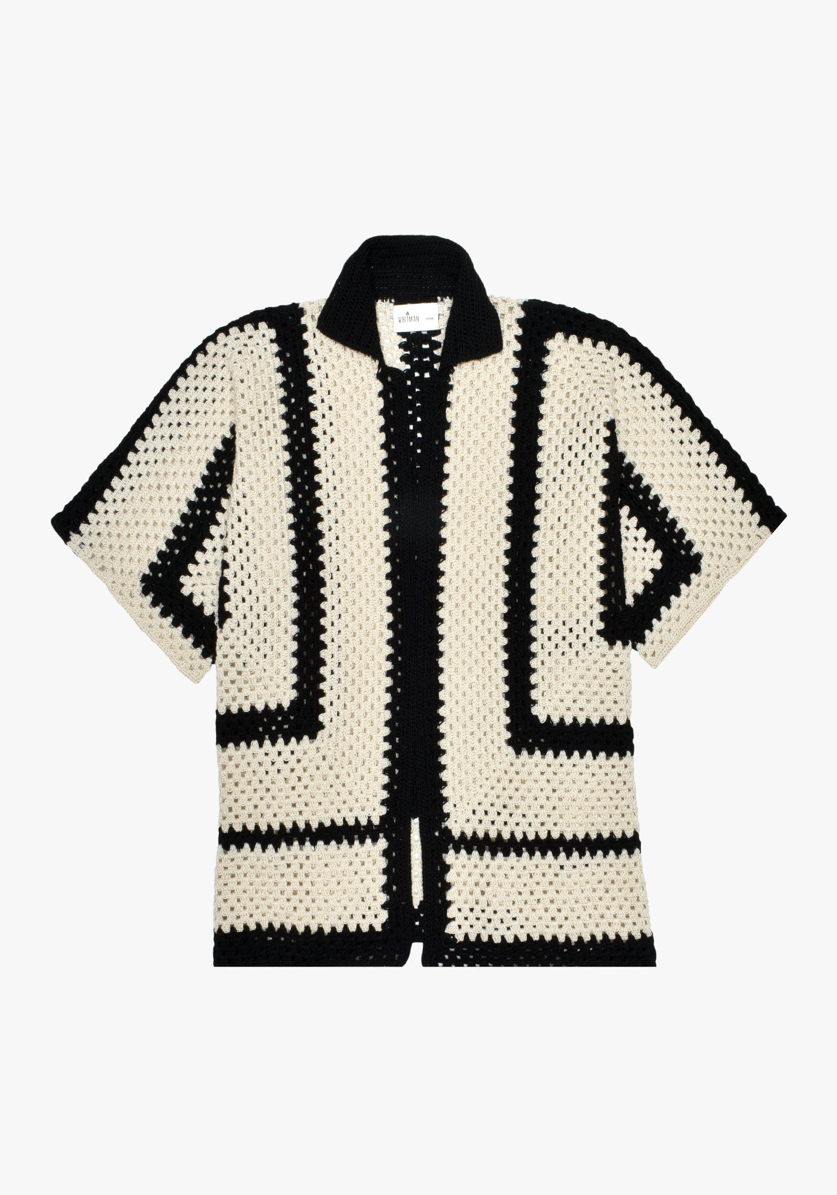 Makoa Crochet Ivory - Black Cuban Shirt