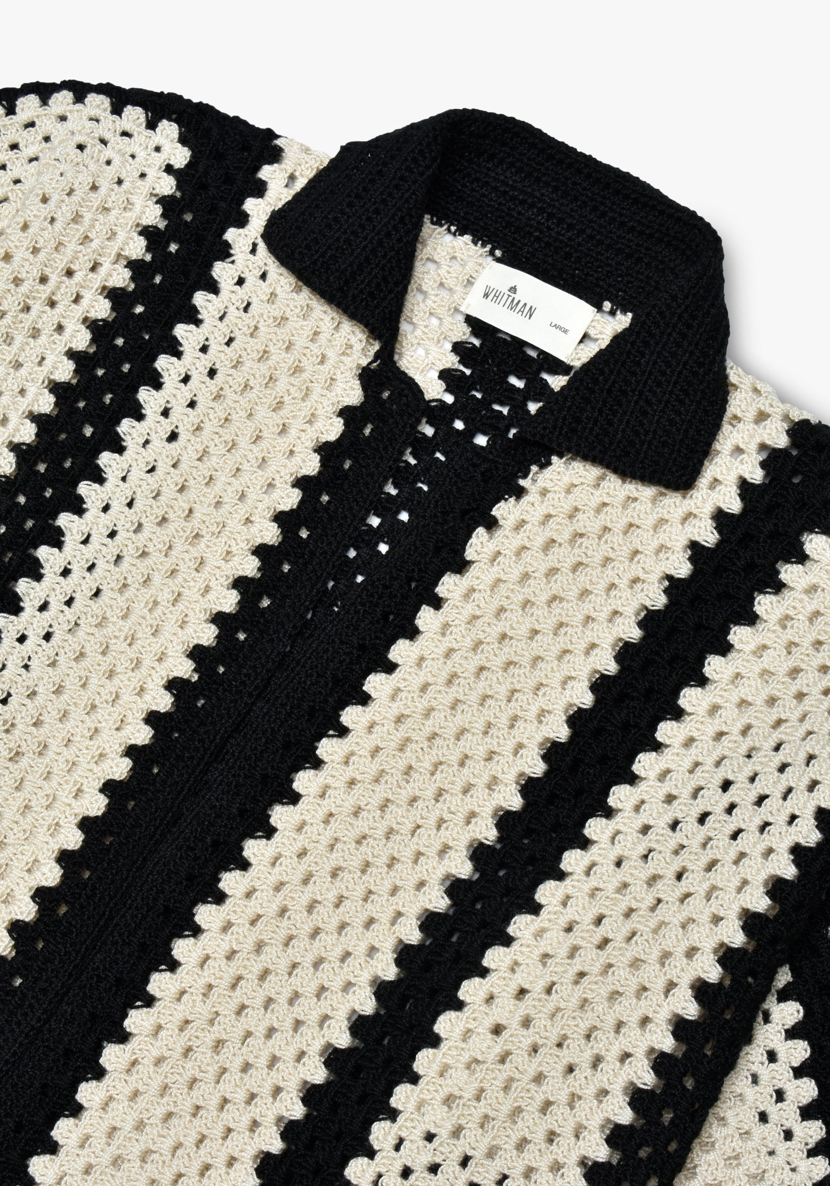 Makoa Crochet Ivory - Black Cuban Shirt