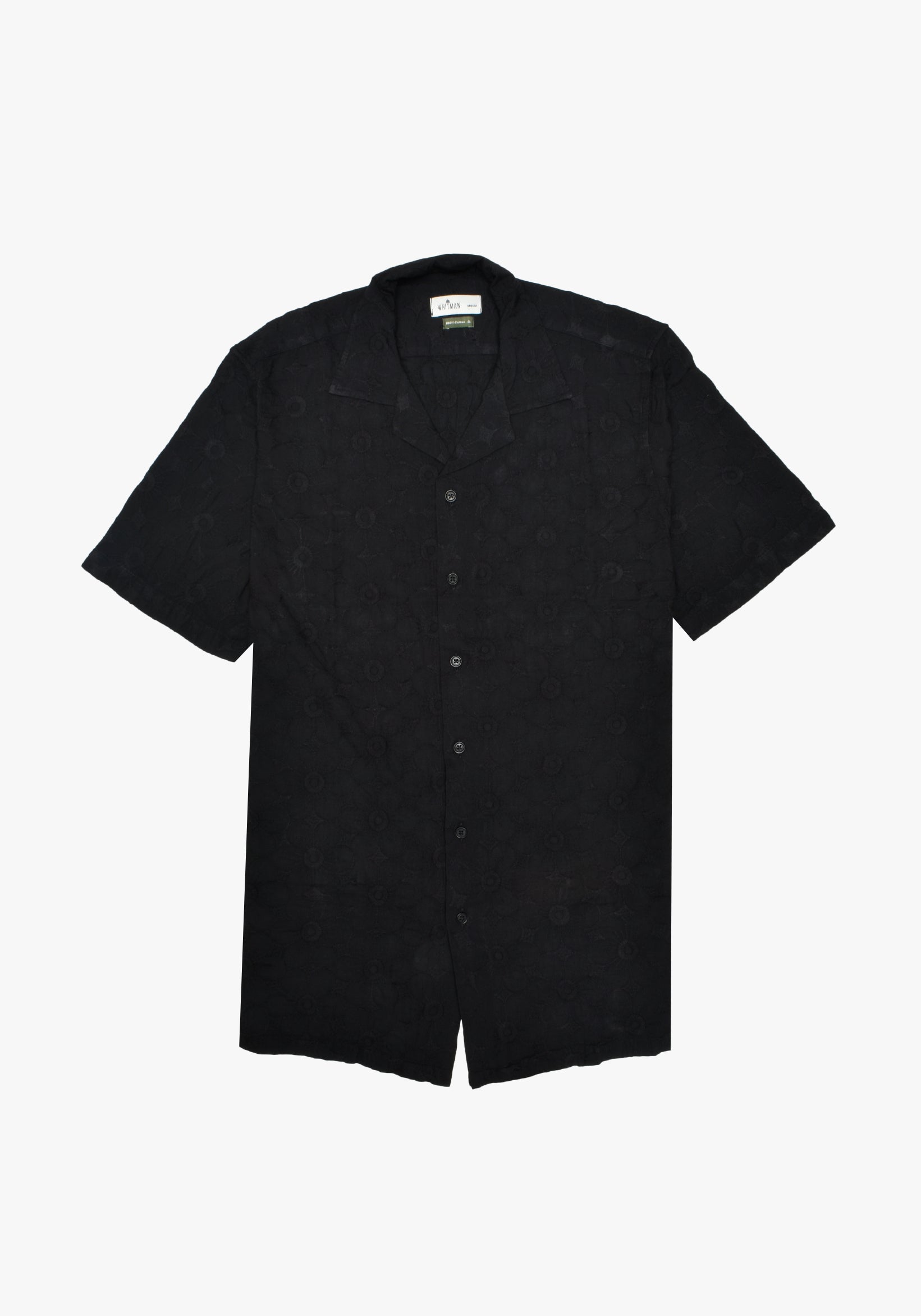 Buttonhole Cuban Shirt. Black Bonn