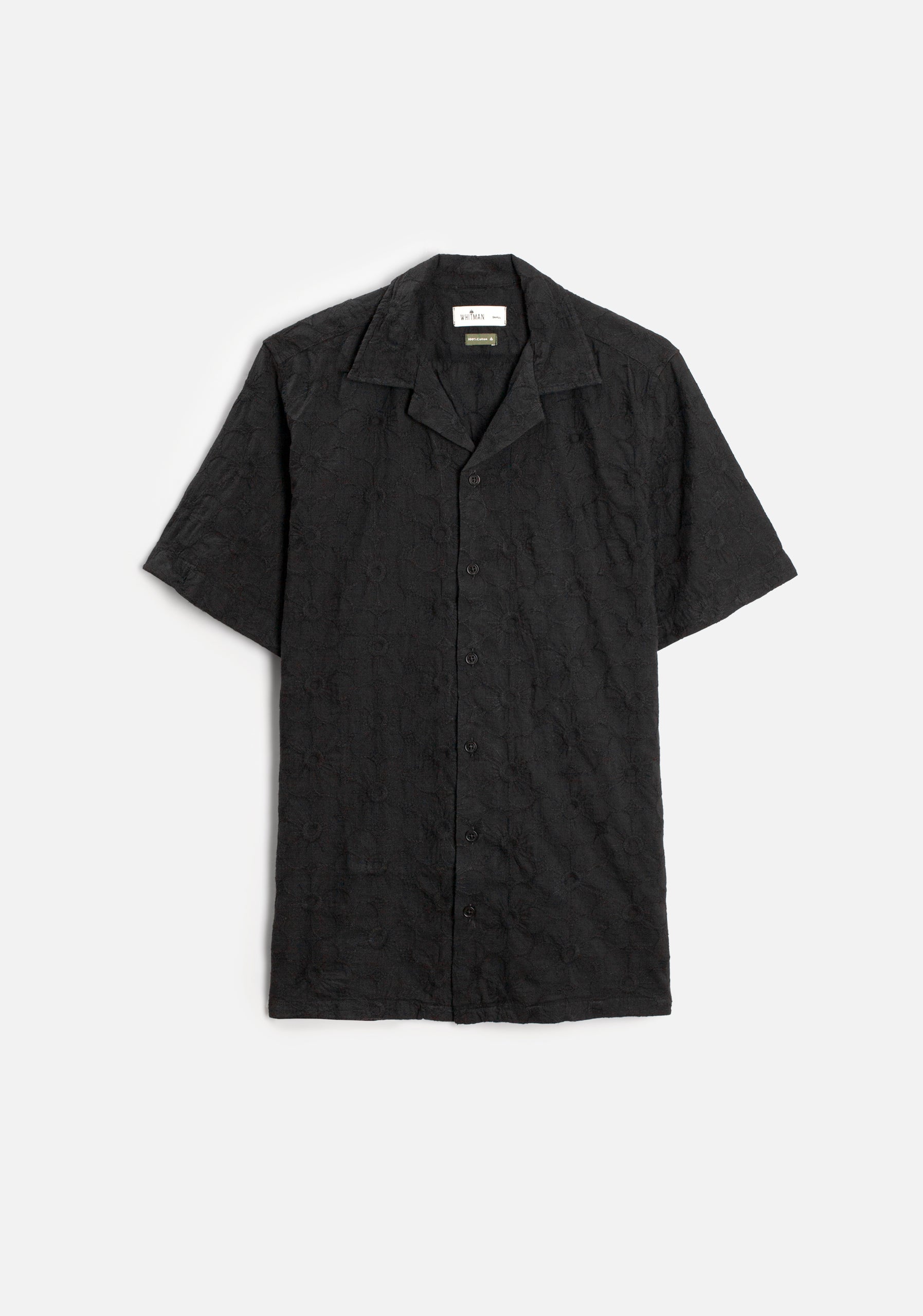Buttonhole Cuban Shirt. Black Bonn