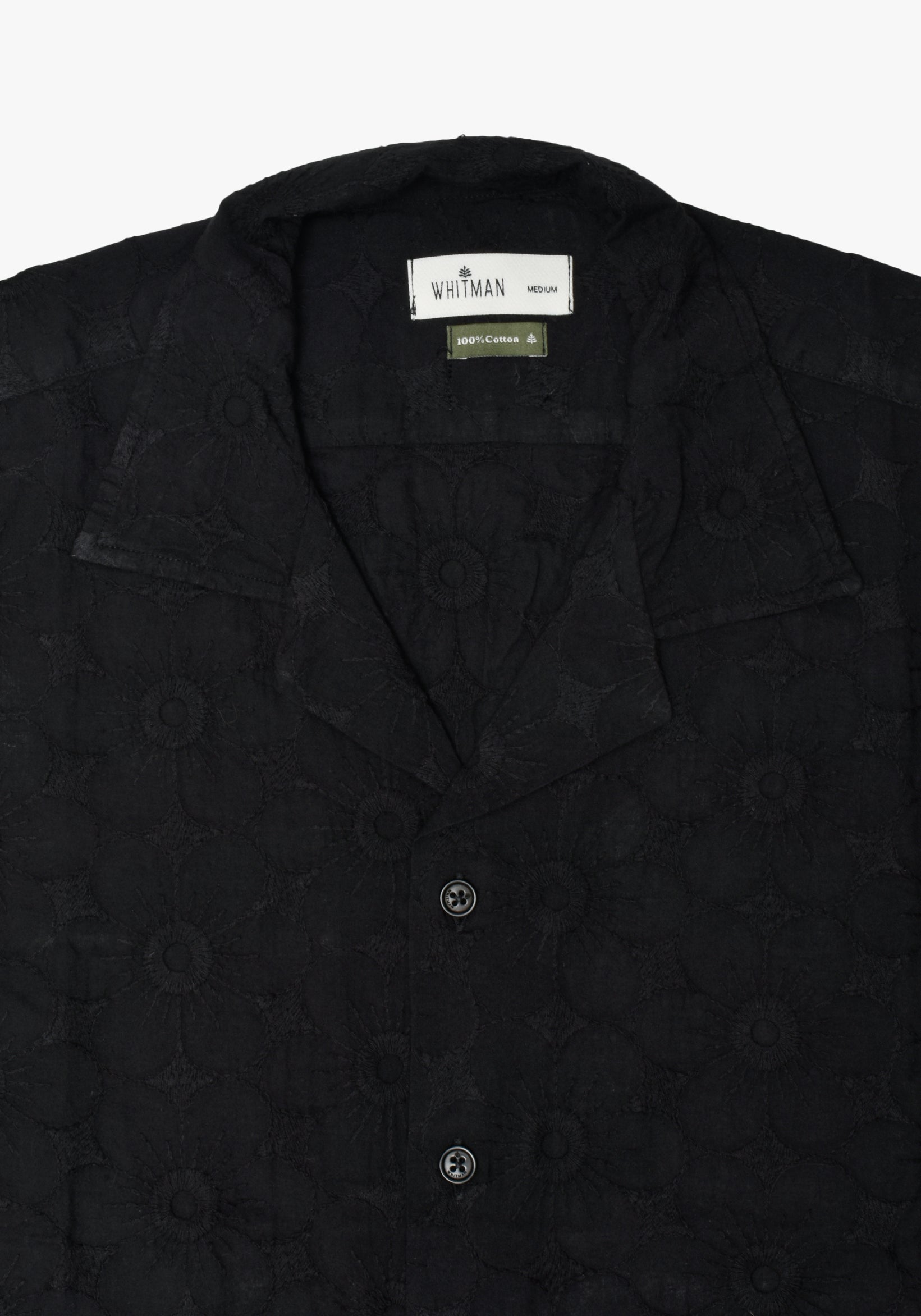 Buttonhole Cuban Shirt. Black Bonn