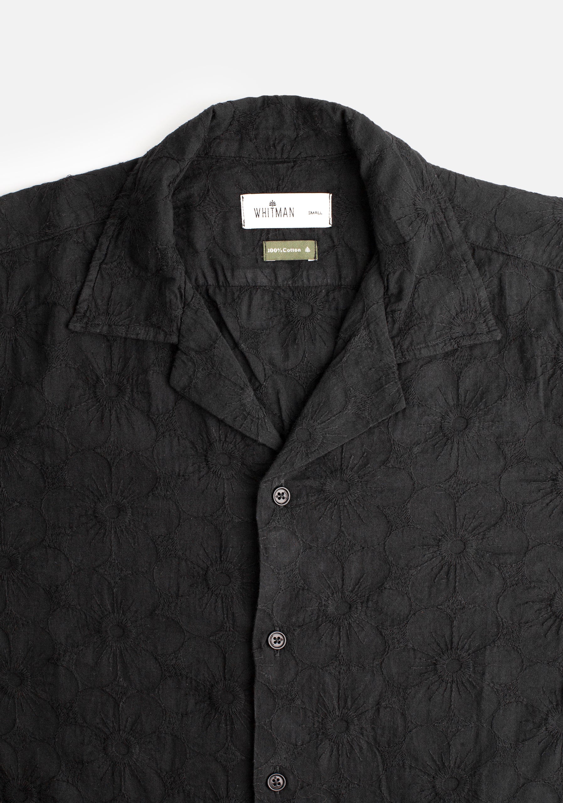 Buttonhole Cuban Shirt. Black Bonn