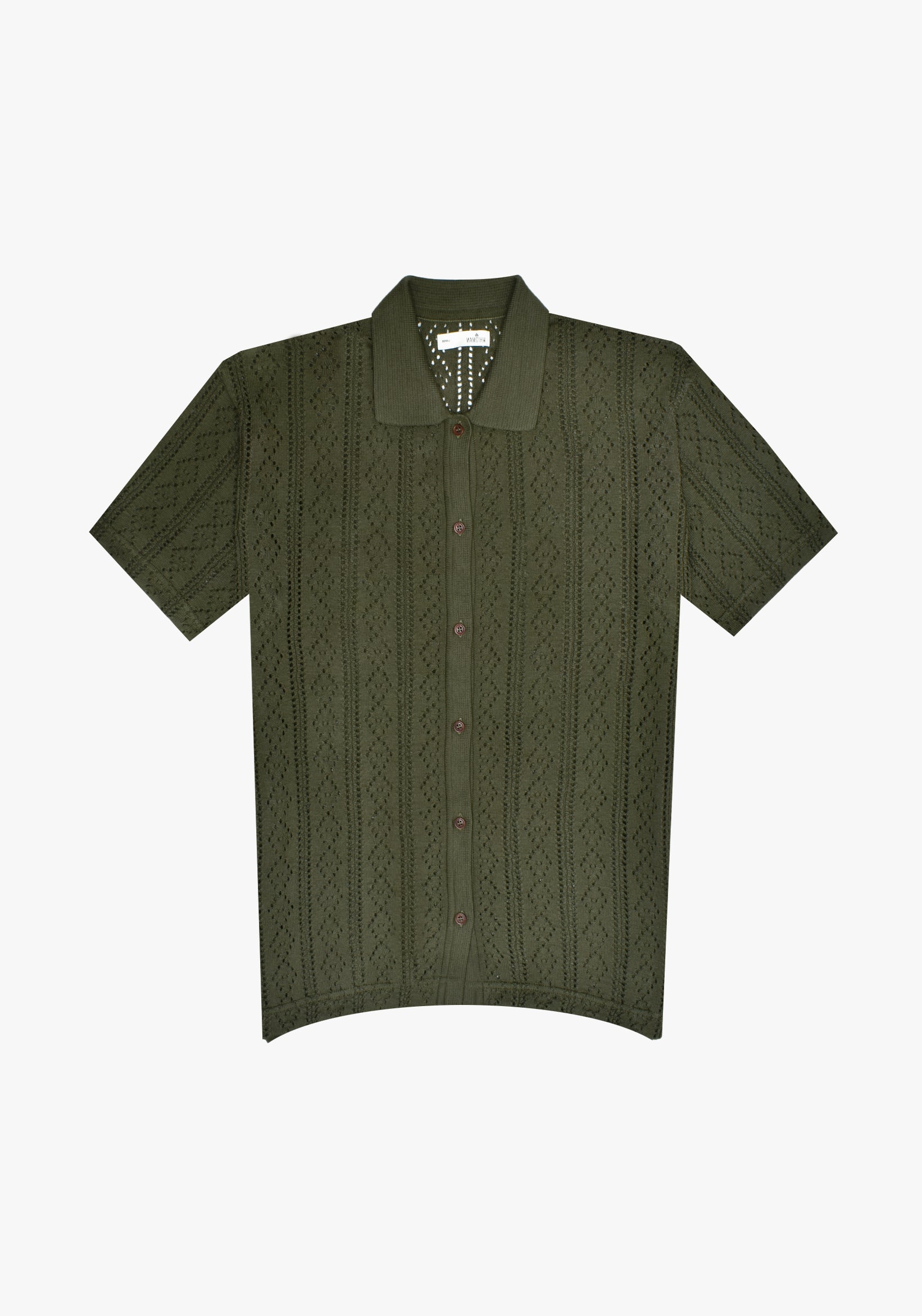 Green Open Weave Cuban Shirt