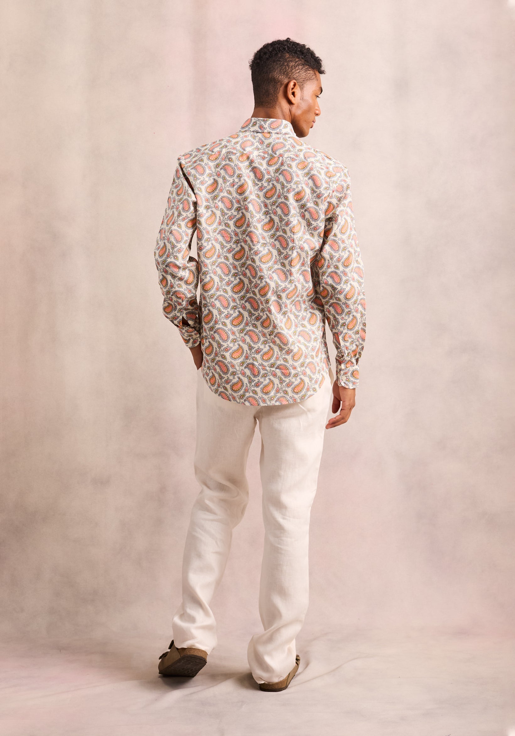 Button Down Collared Shirt Button Down Arabesques in Ivory