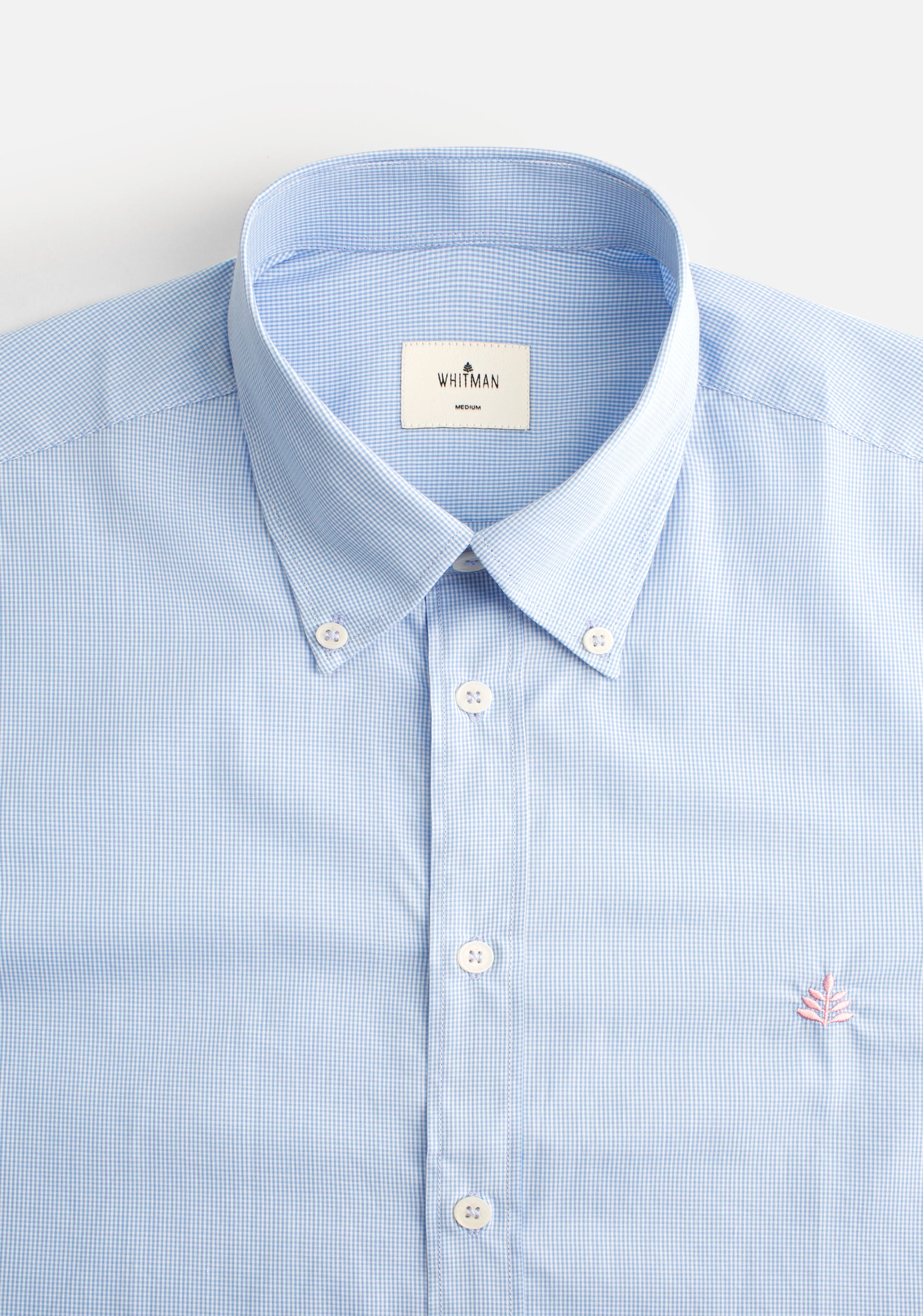H CBD Shirt Small Checkered L-Ros Light Blue