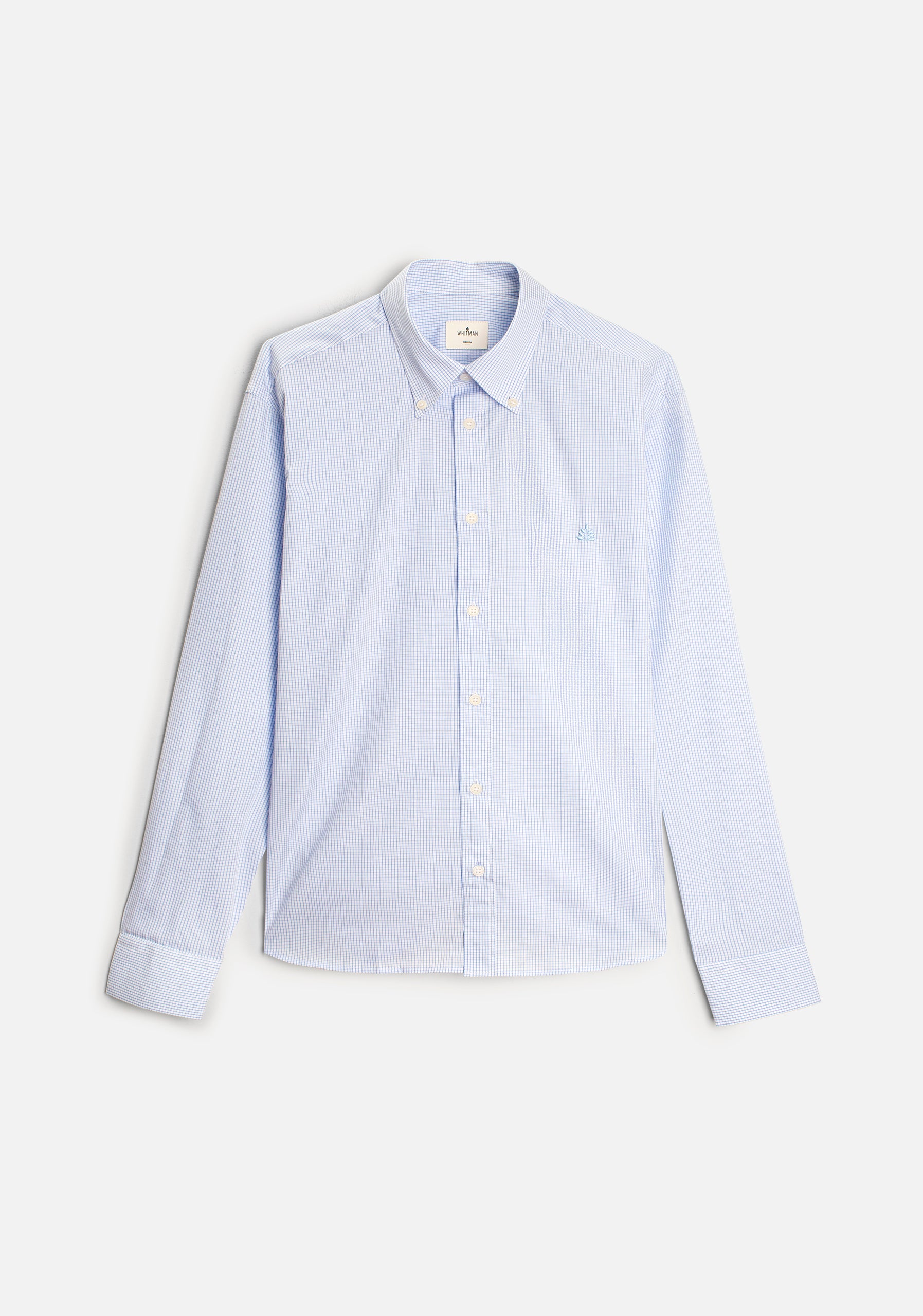 H CBD Checkered Shirt Medium L-Atn Light Blue