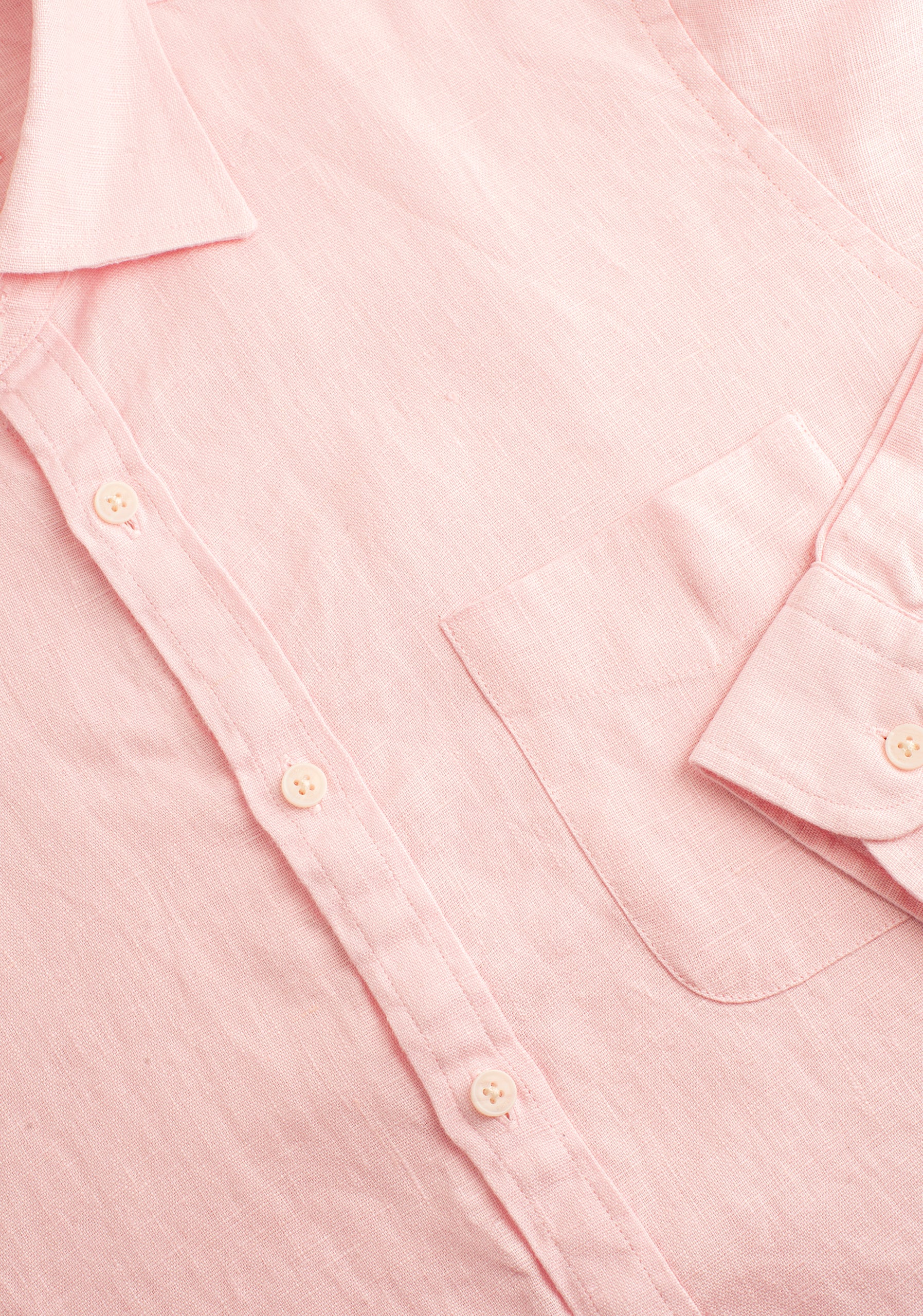 H CI Solid Color Light Pink Linen Shirt