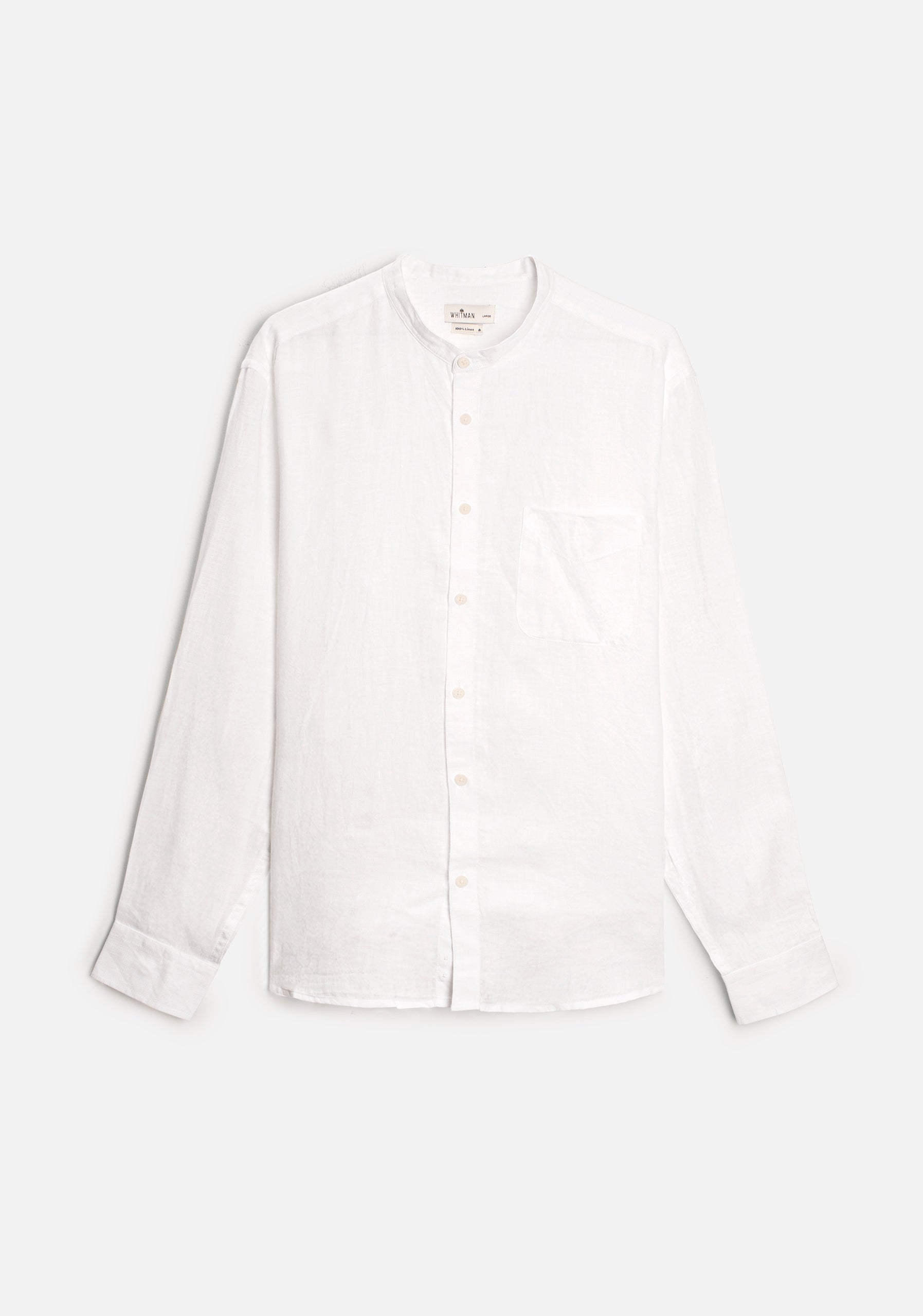 H Shirt Linen Nerú Collar White Pocket