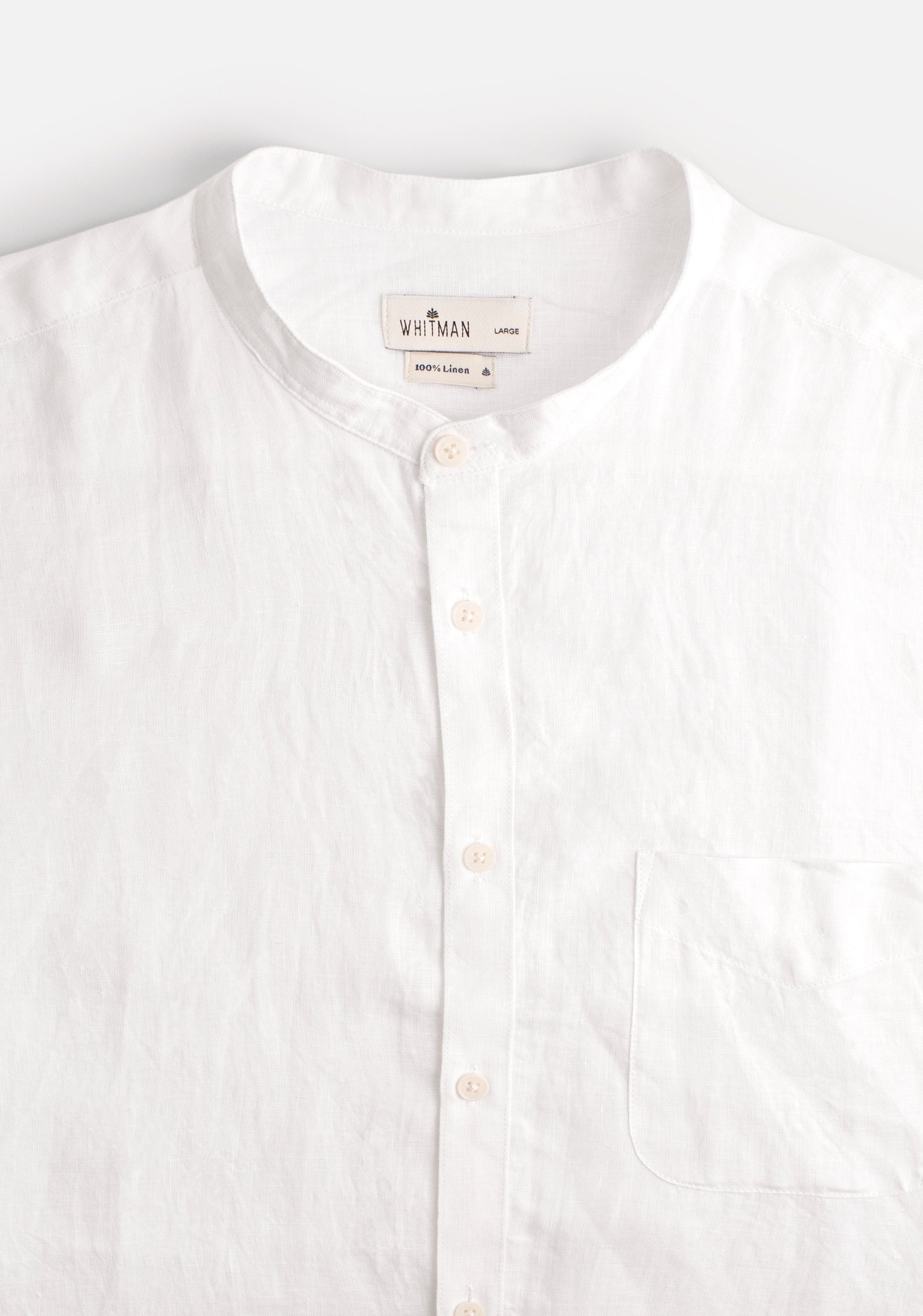 H Shirt Linen Nerú Collar White Pocket