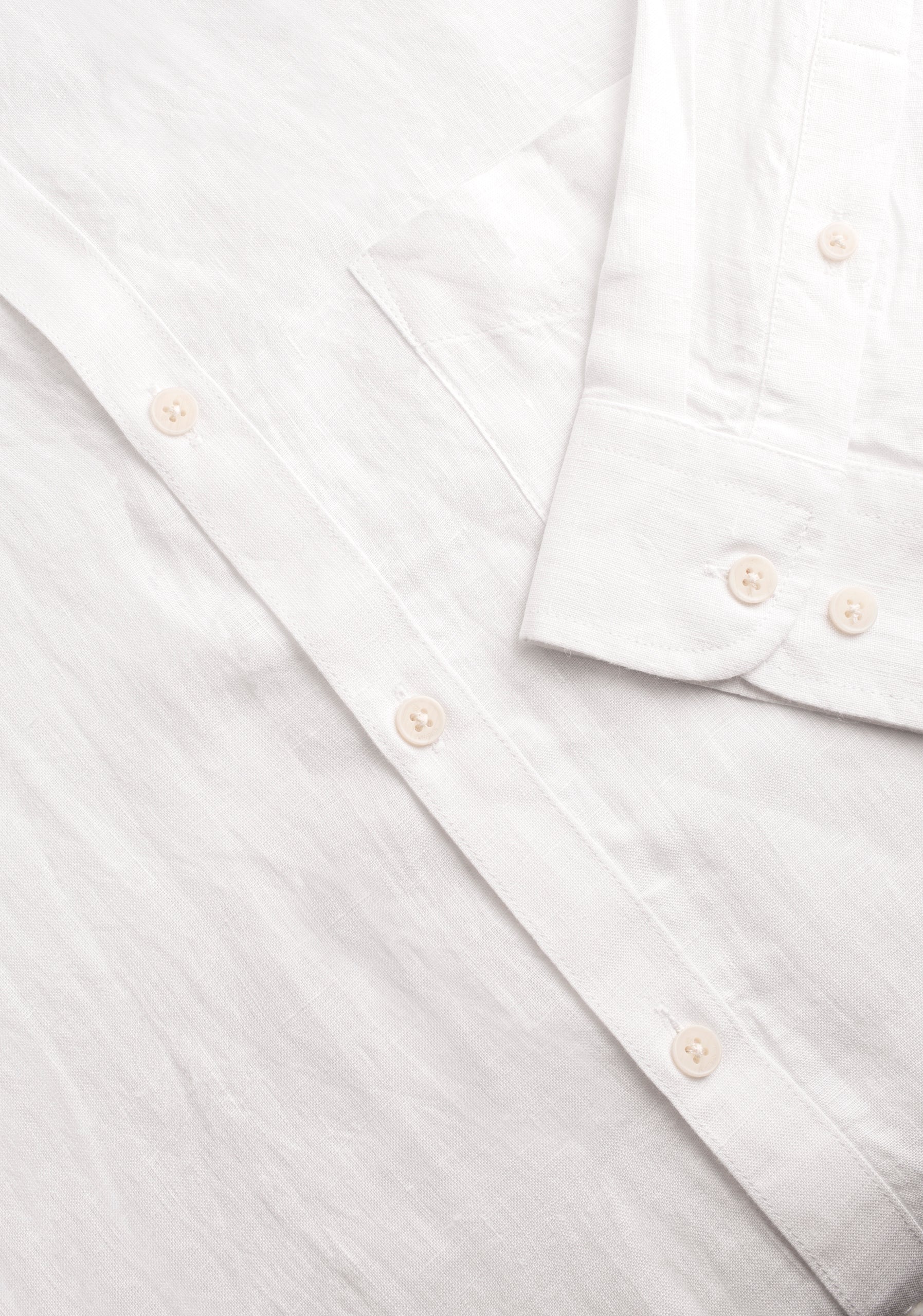 H Shirt Linen Nerú Collar White Pocket