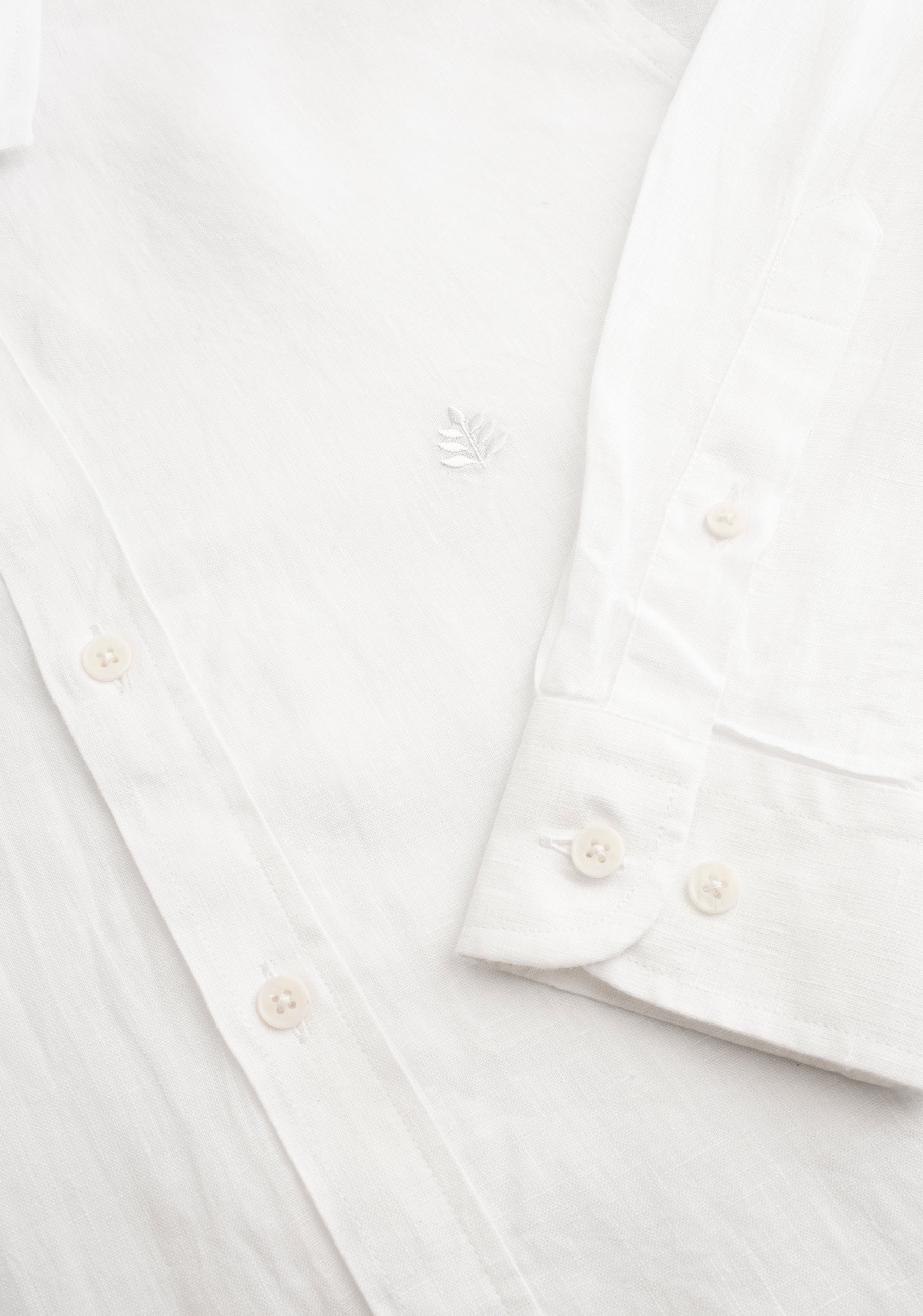 Linen Unicolor L-Atn White Shirt