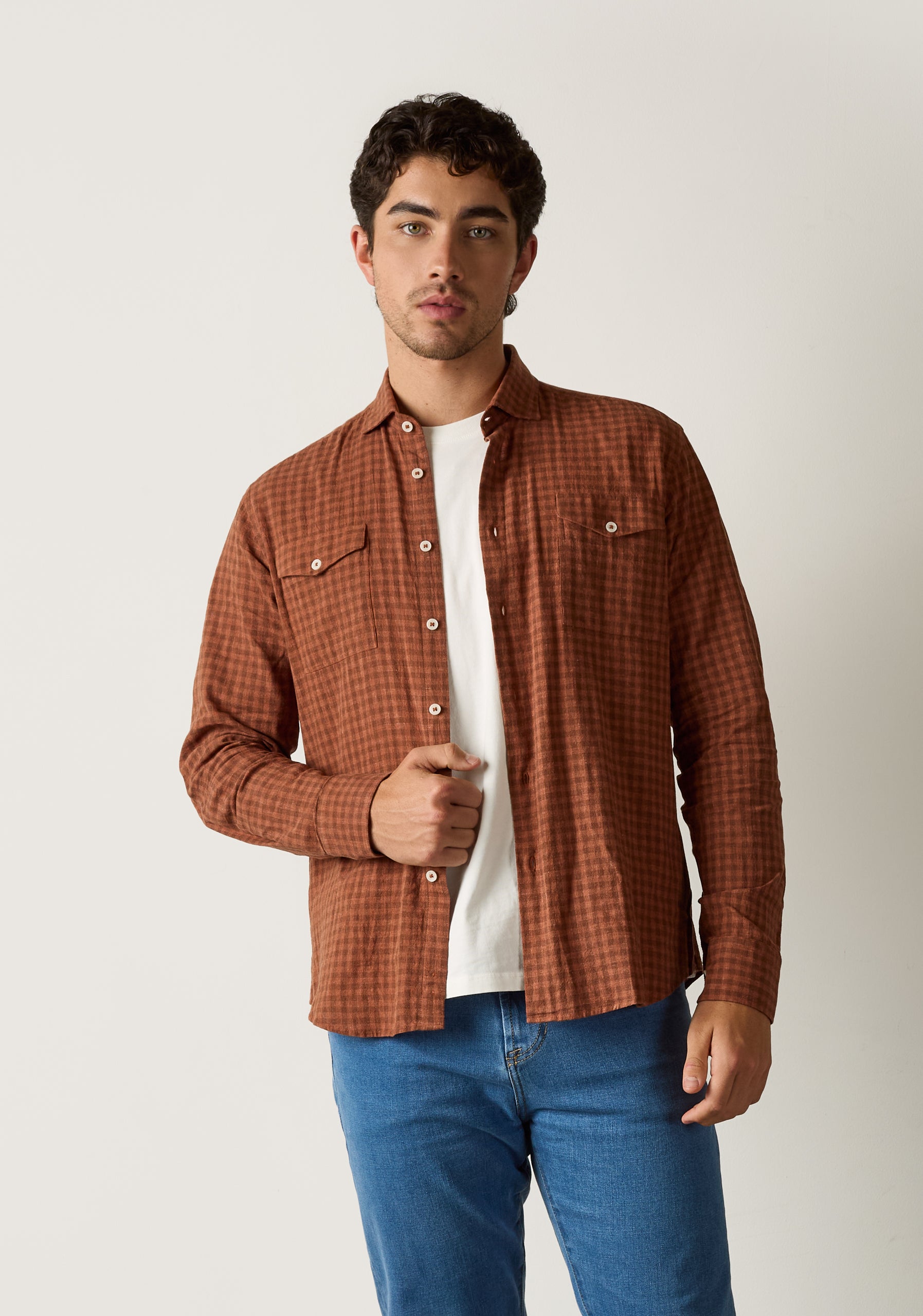 Shirt H CF Laurence Plaid Med Terracotta